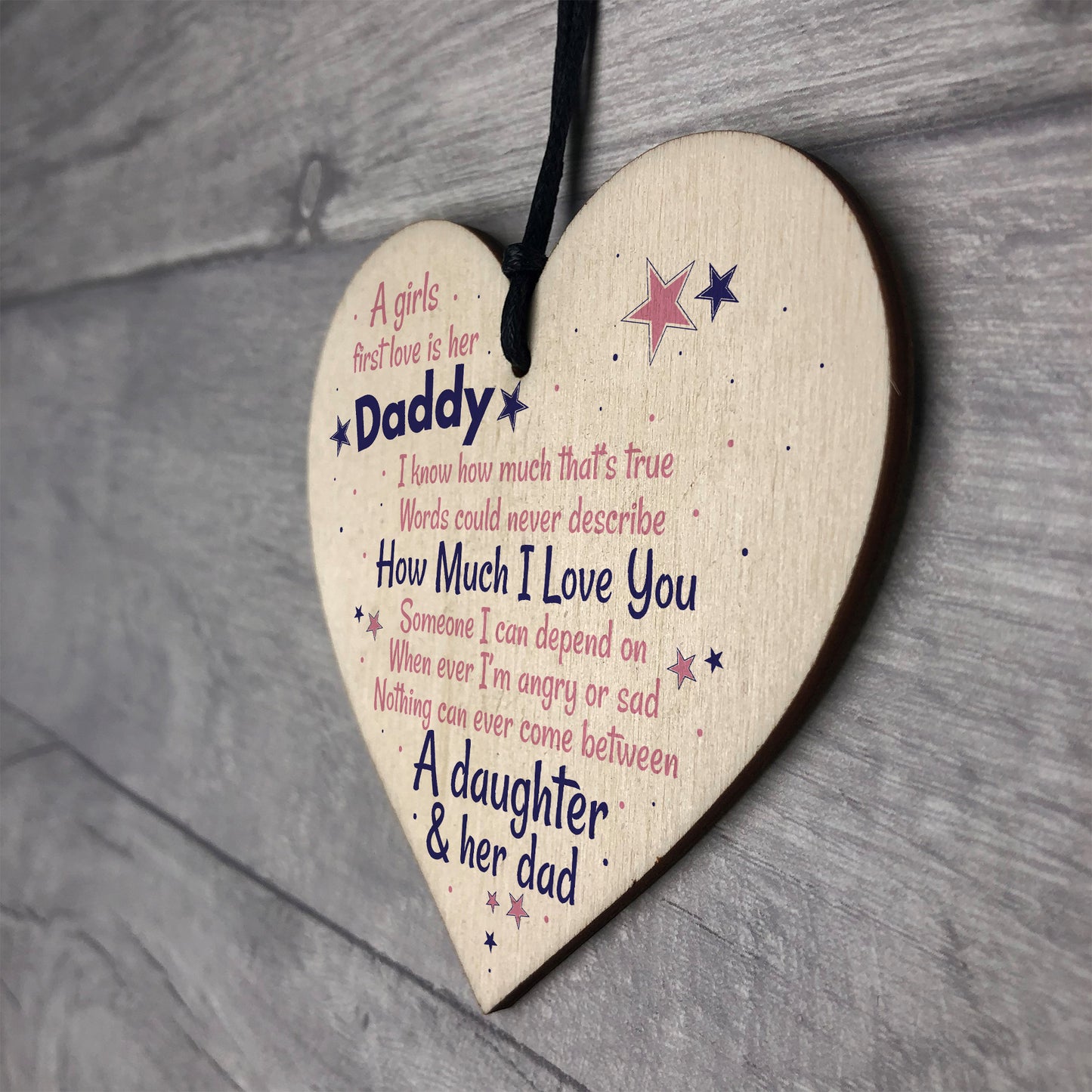 First Love Daddy Fathers Day Dad Gift From Daughter Wood Heart