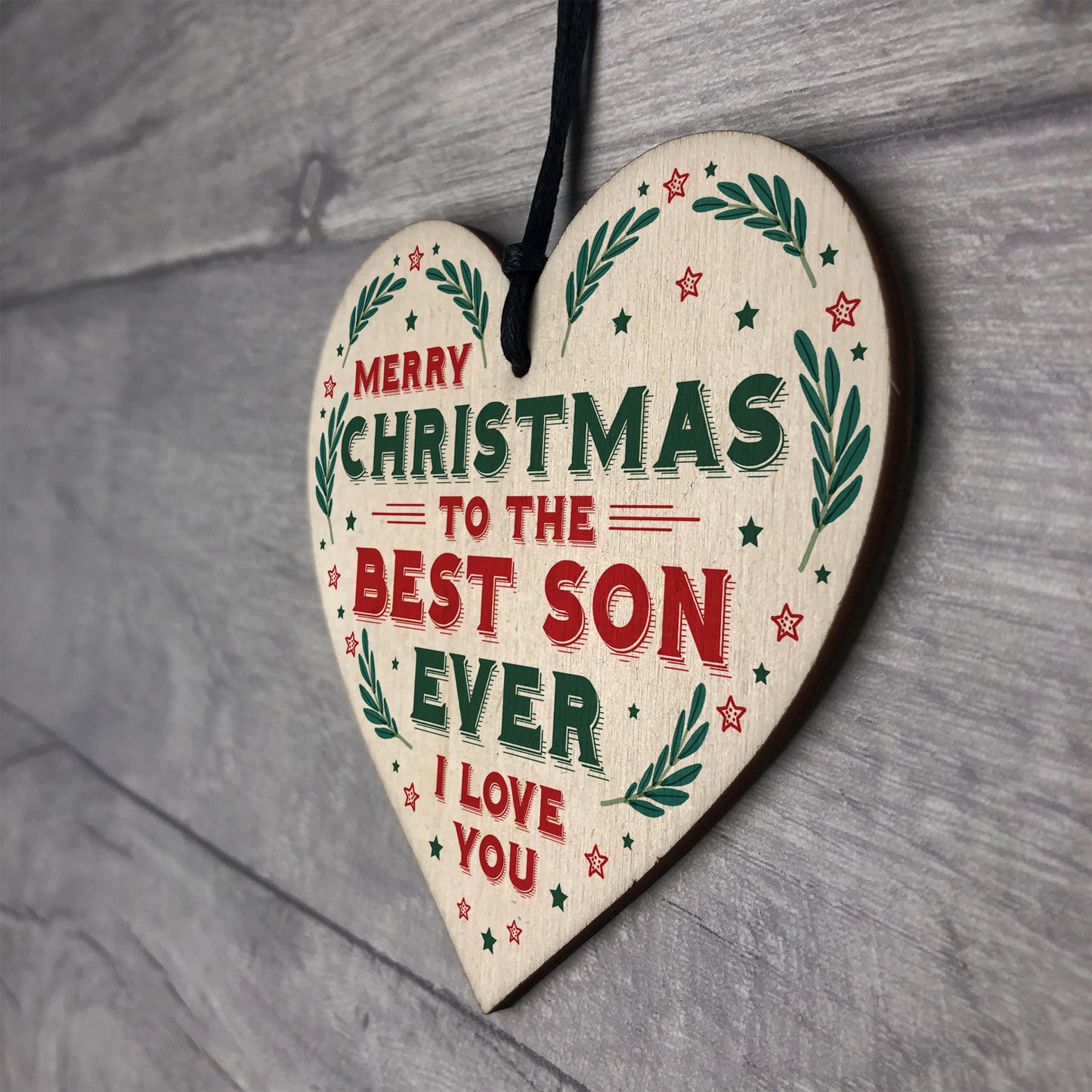 Christmas Gift For Son Hanging Wood Heart Bauble Gift For Him