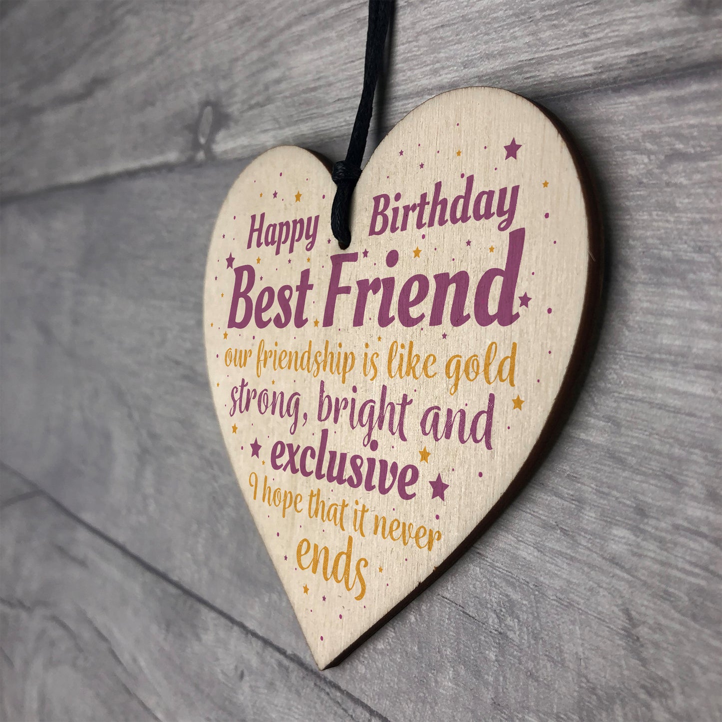 Birthday Best Friend Gift Wood Heart Sign Plaque Thank You Gift