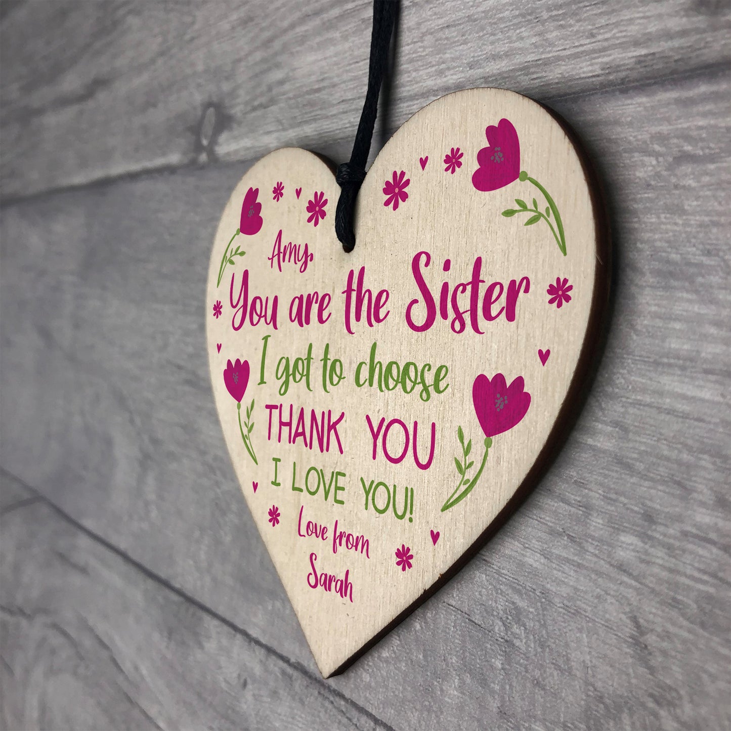Sister Gift Plaque Wood Heart Thank You Best Friend Plaque