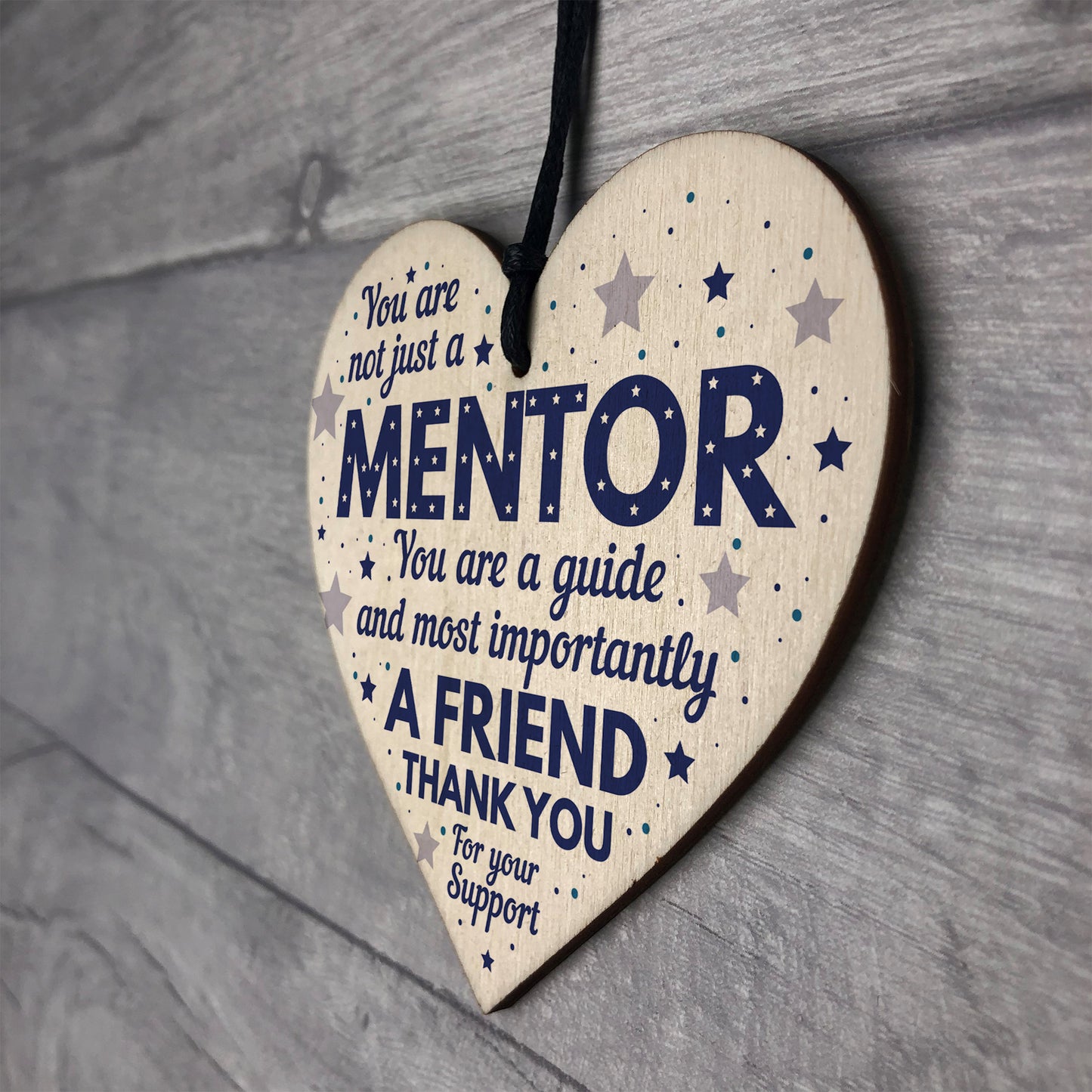 Mentor Thank You Wood Heart Plaque Gift For Teacher Coach Tutor