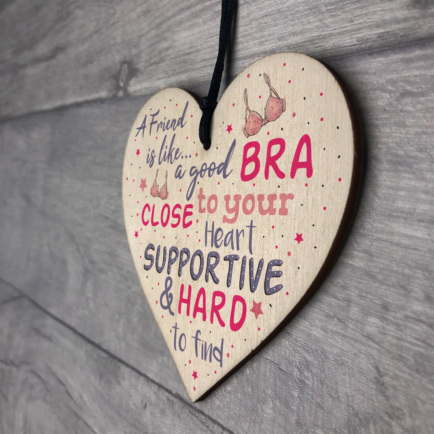 Handmade Friendship Best Friend Gift Wood Heart Thank You Plaque