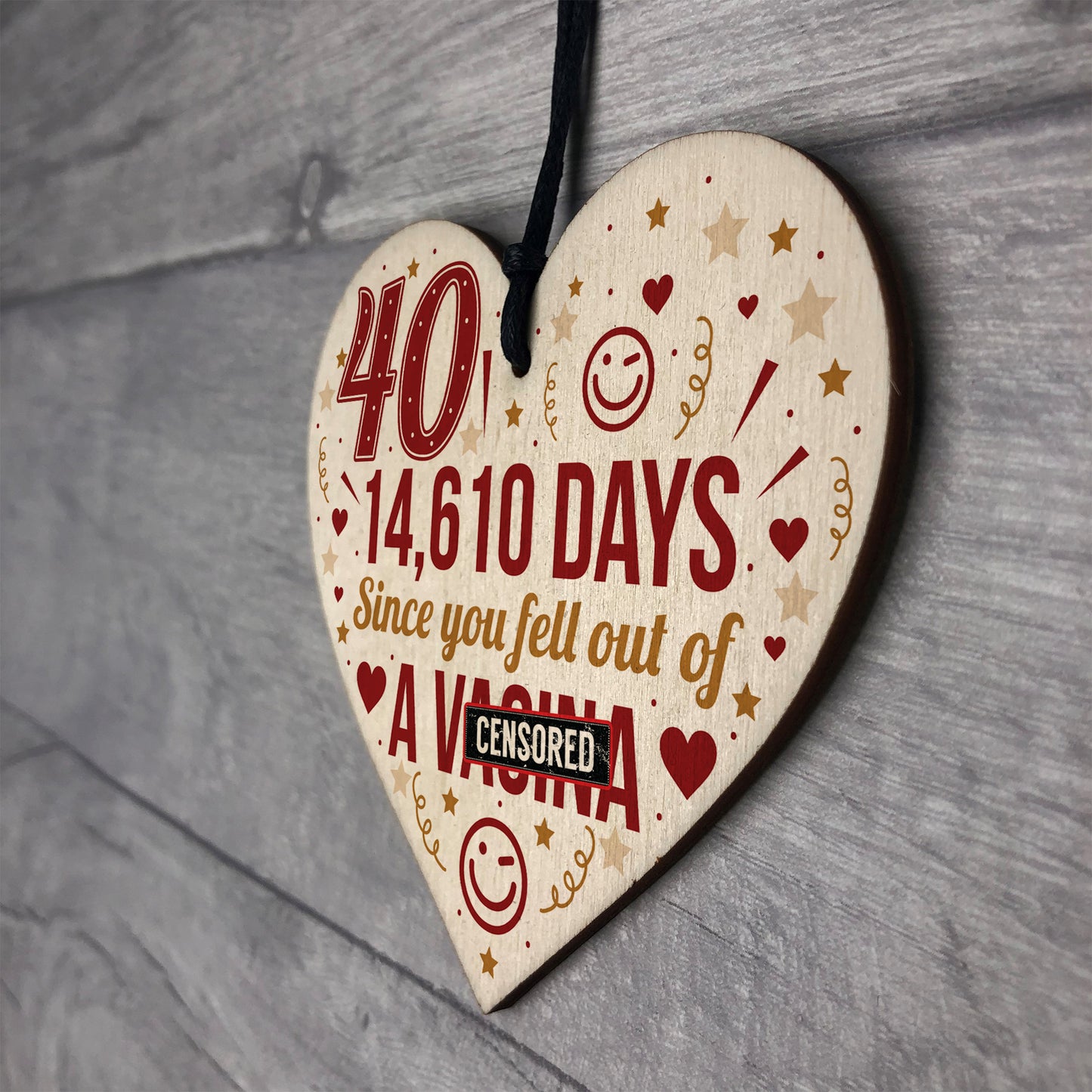Funny 40th Birthday Gift Wooden Heart 40th Birthday Cards Joke