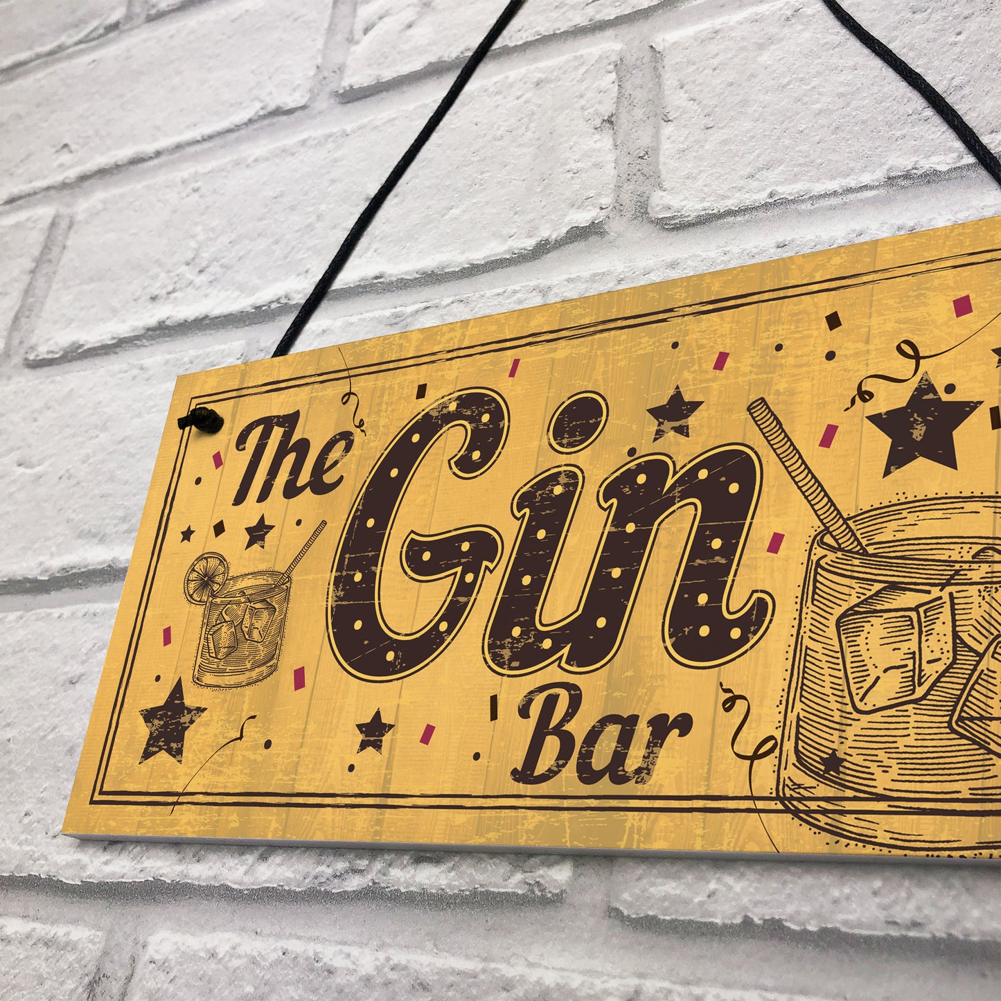 Drink Gin Bar Funny Alcohol Gift Man Cave Home Bar Hanging Sign