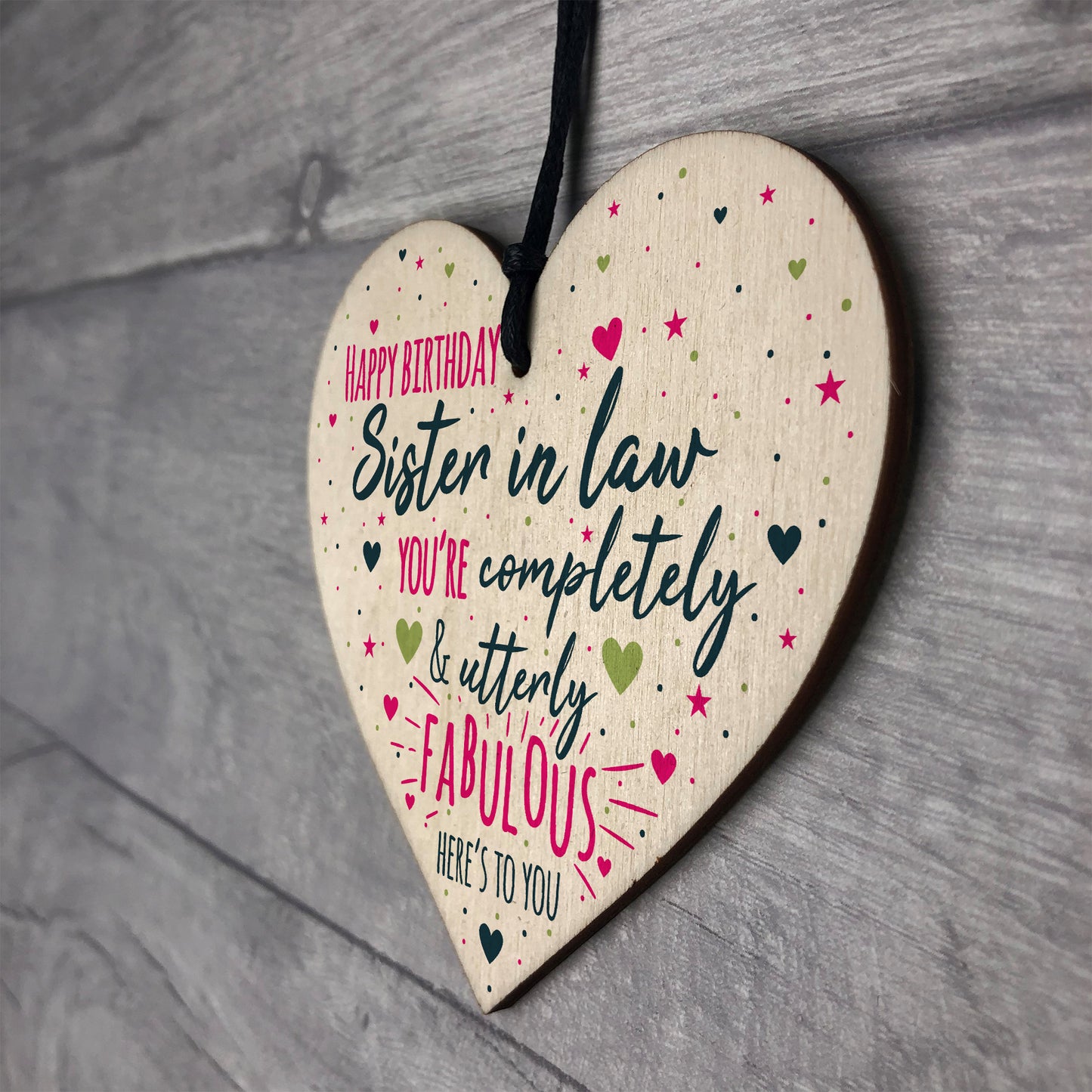 Birthday Sister In Law Gift Plaque Handmade Wooden Heart Sign