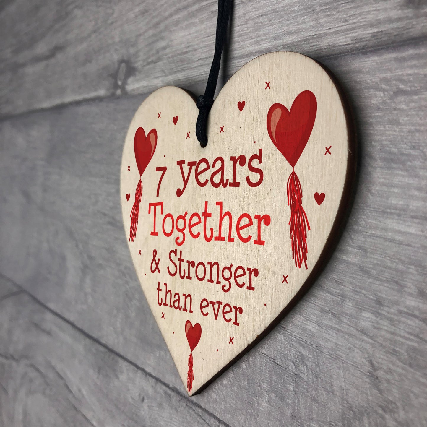 7th Anniversary Gift Wood Heart Perfect Gift For Husband Wife