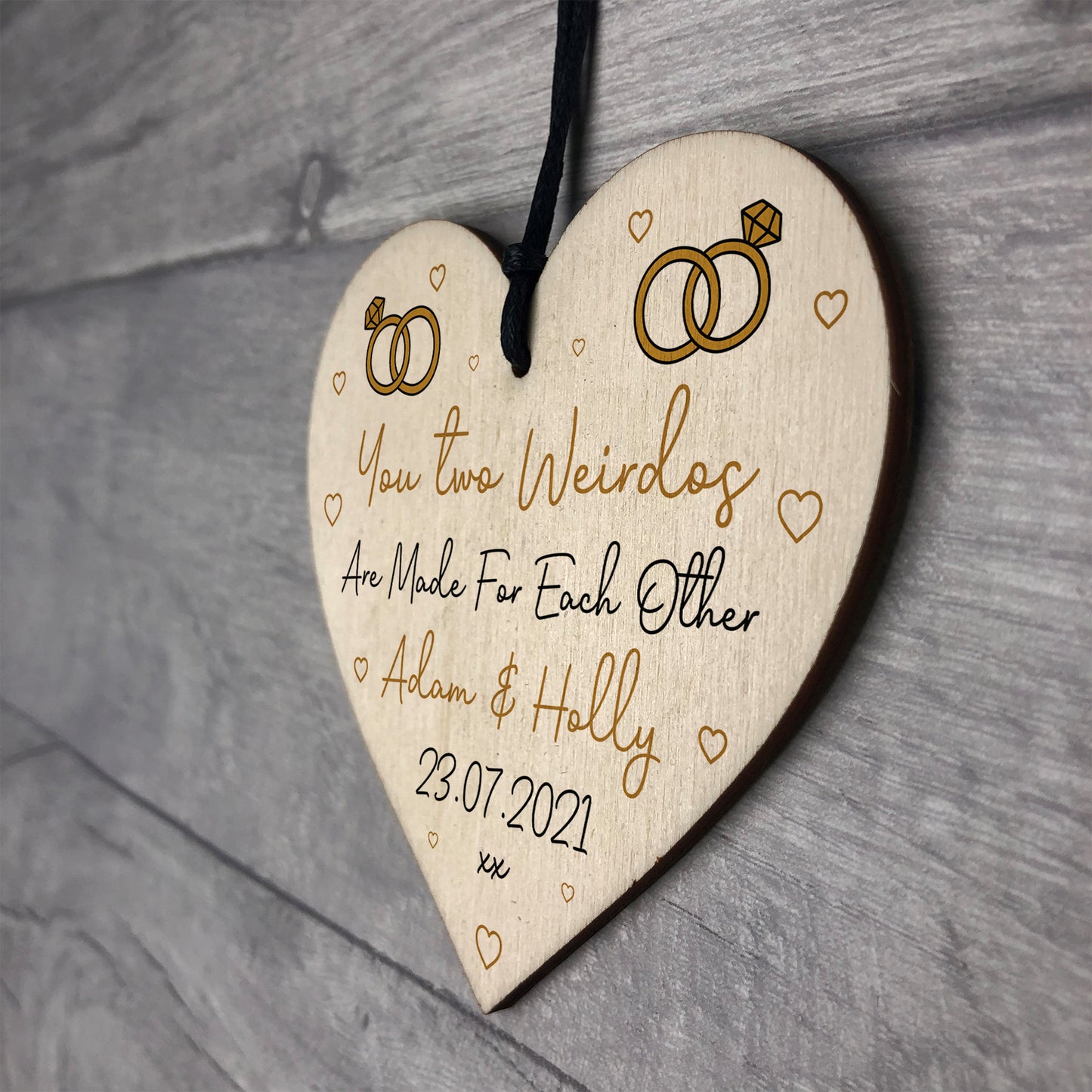 Funny Engagement Gifts For Friend Couple Personalised Wood Heart