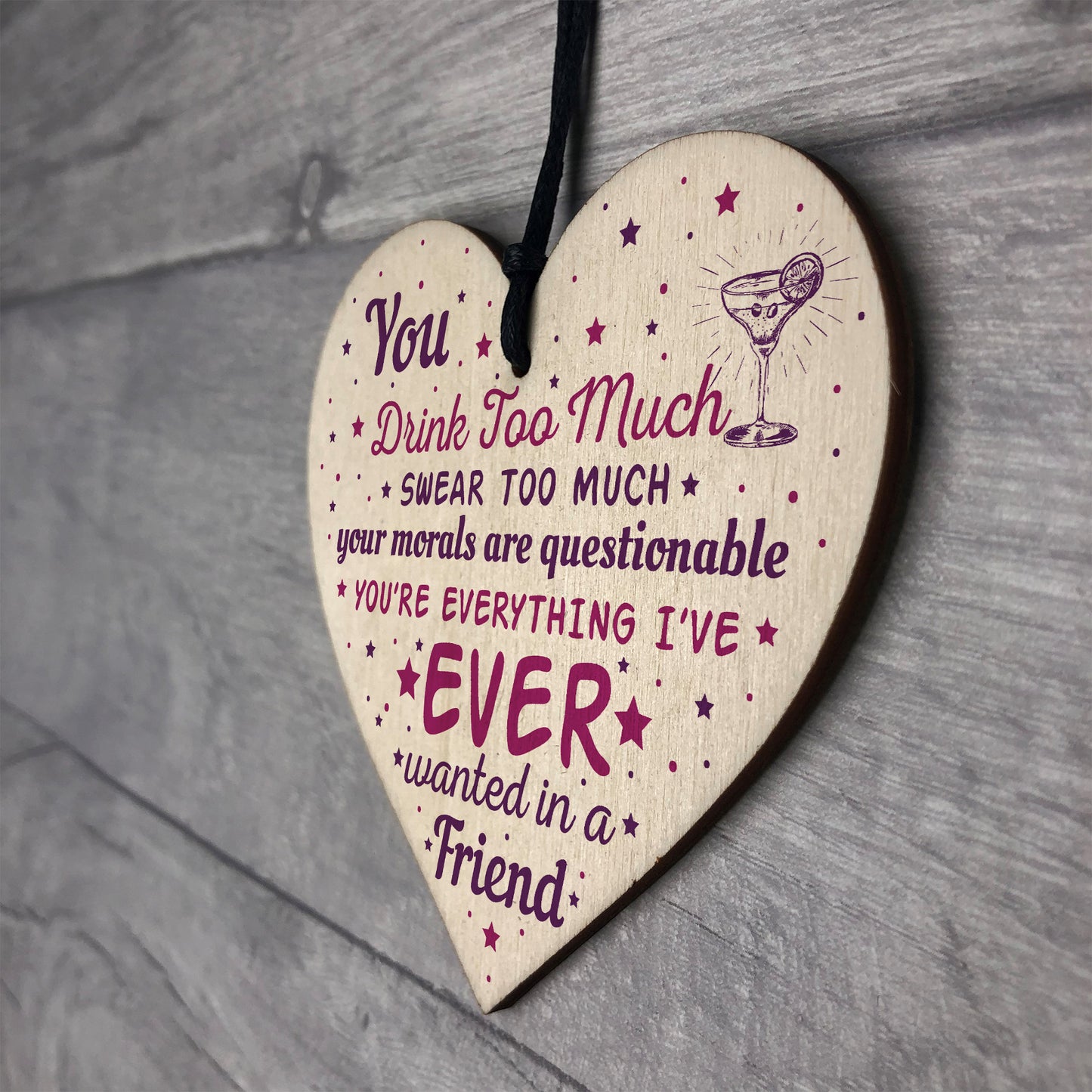 Handmade Gift For Best Friend Wooden Heart Sign Friendship Gift