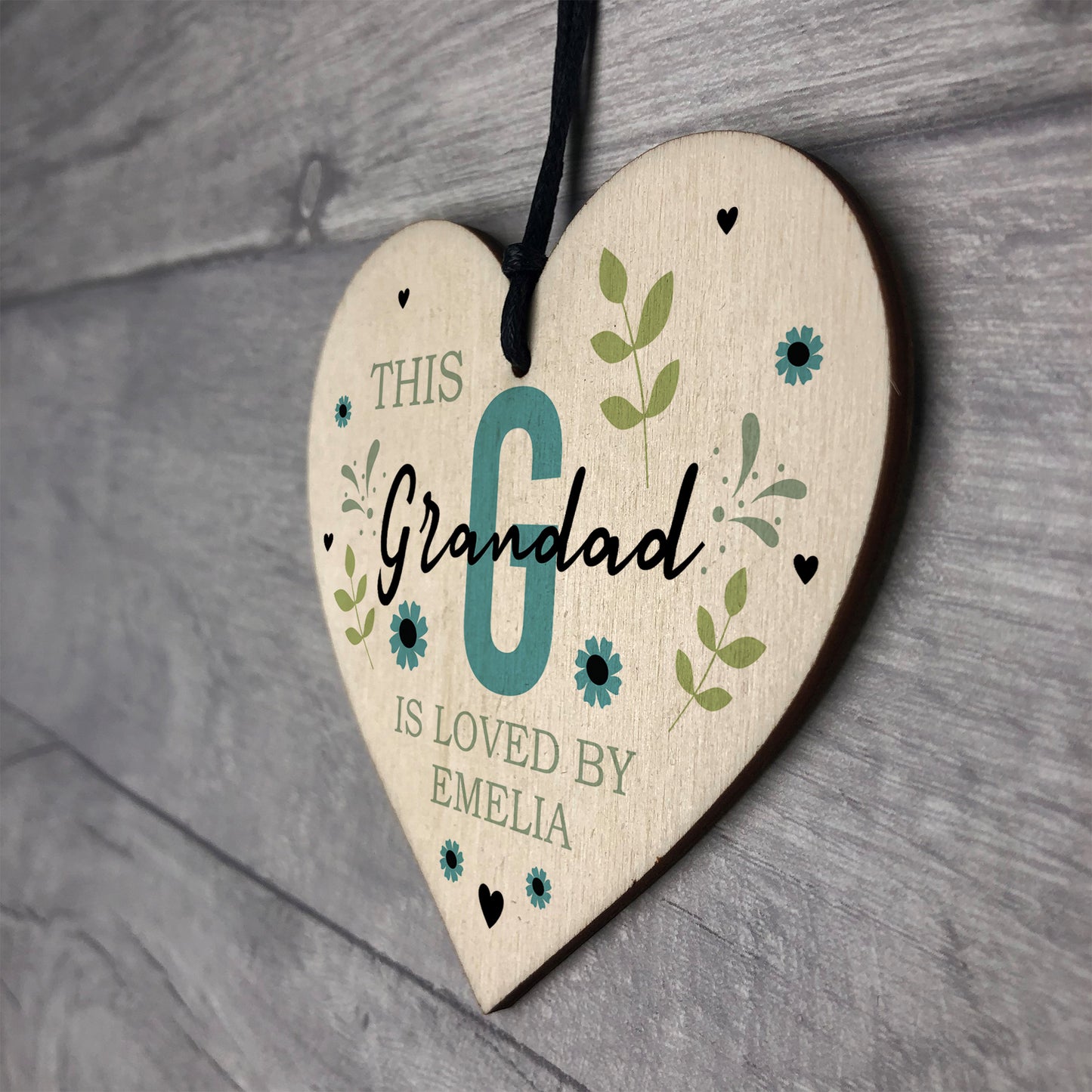 Personalised Fathers Day Birthday Gift For Grandad Wood Heart