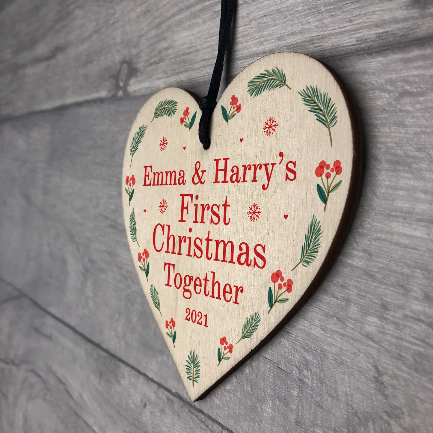 First 1st Christmas Together PERSONALISED Wood Xmas Gifts