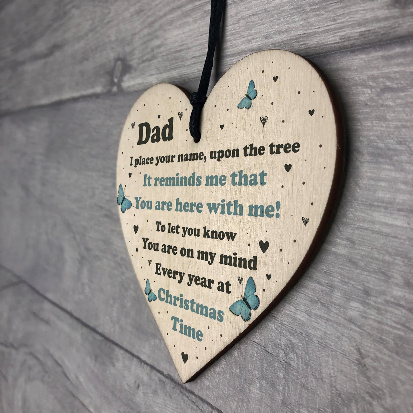 Dad Christmas Memorial Decoration Wood Hanging Heart