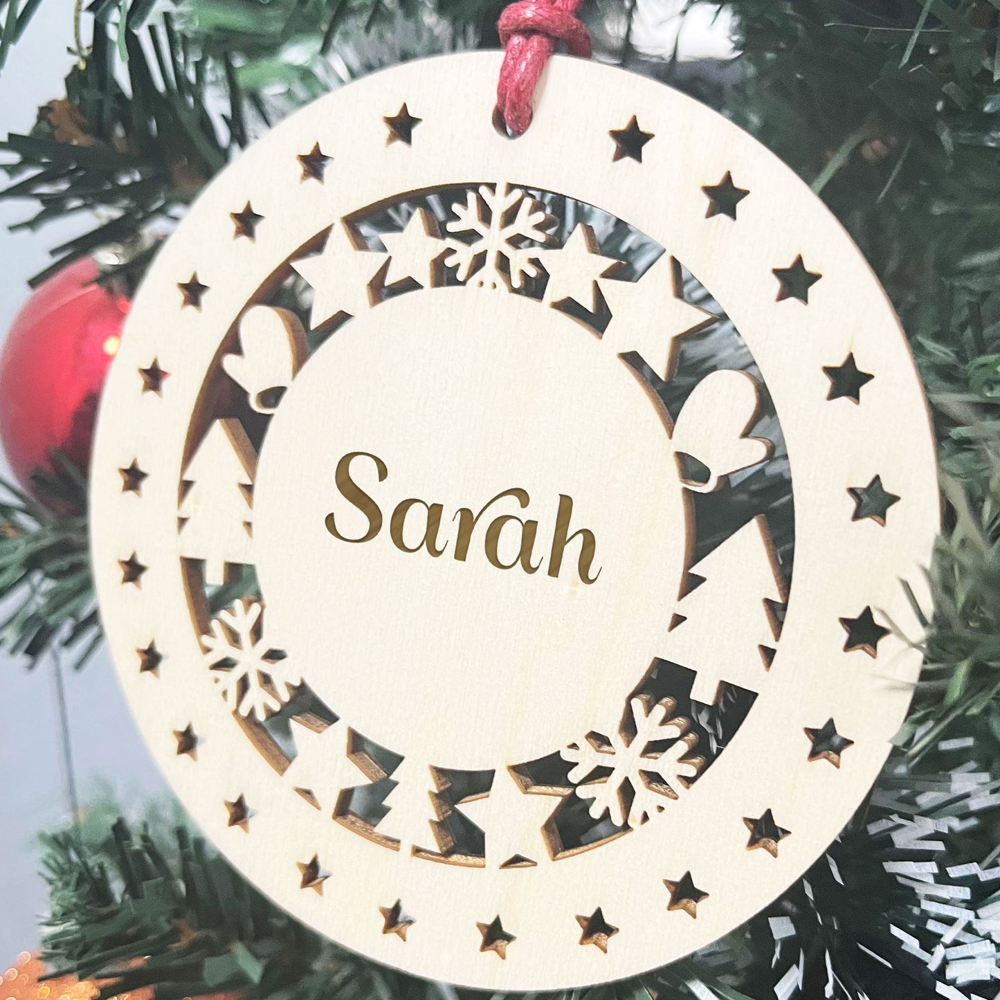Christmas Tree Bauble Wooden Tree Ornament Gift For Daughter Son