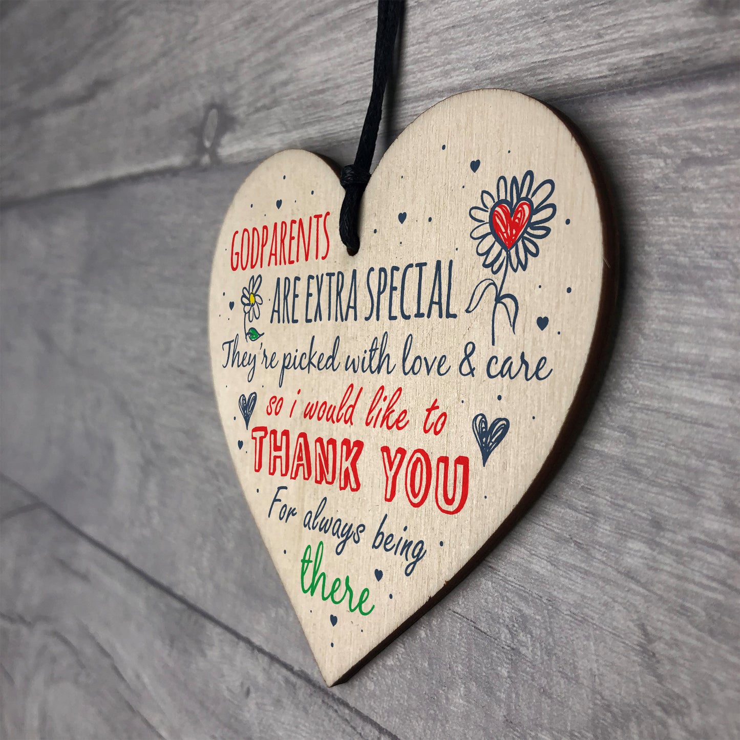 Godparent Godmother Godfather Gift Handmade Wooden Heart Plaque
