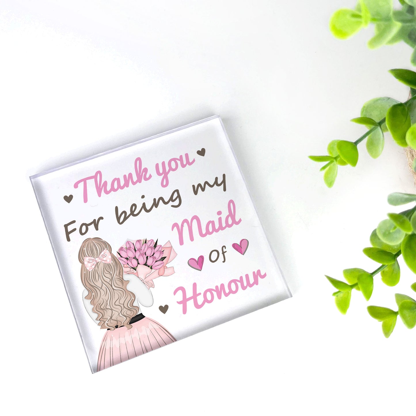 Thank You For Being My Maid Of Honour Gift Acrylic Block