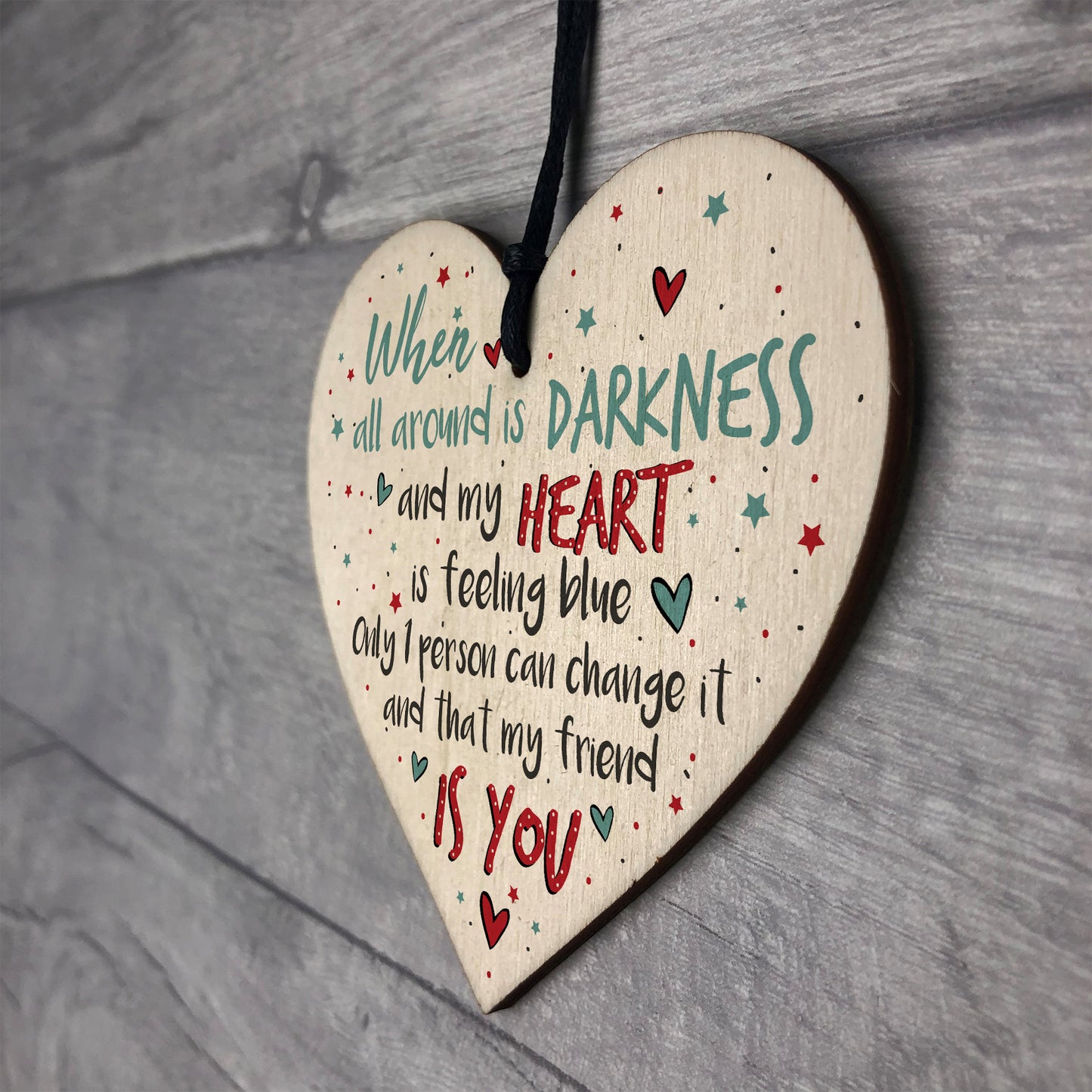 Friendship Thank You Gift Handmade Wood Heart Sign Chic Plaque