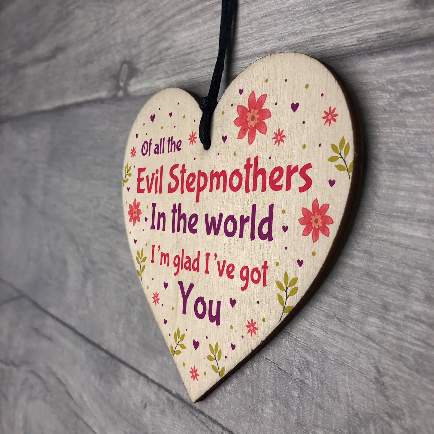 Handmade Stepmum Gifts Wooden Heart Funny Stepmum Birthday Gift