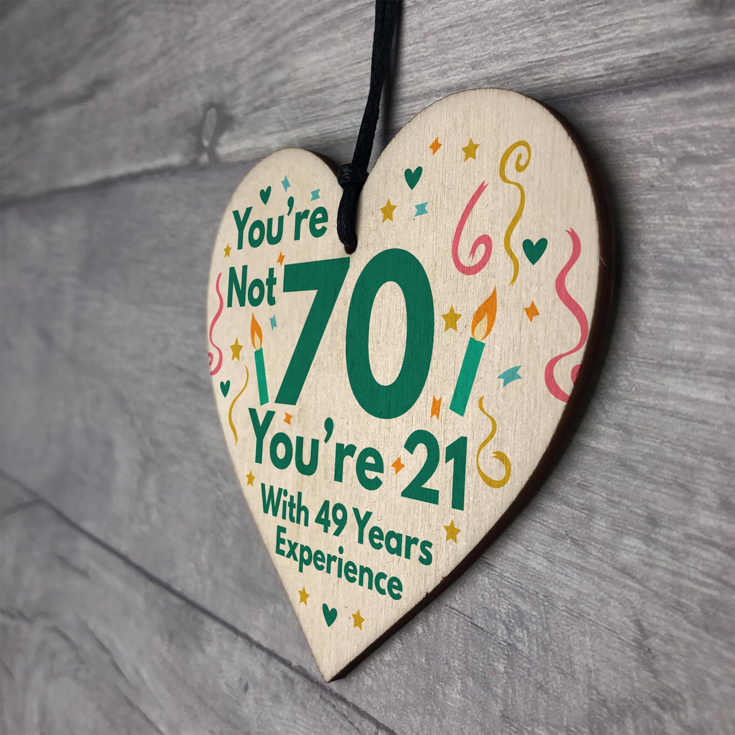 Funny Birthday Gift Novelty 70th Birthday Gift Wood Heart Funny