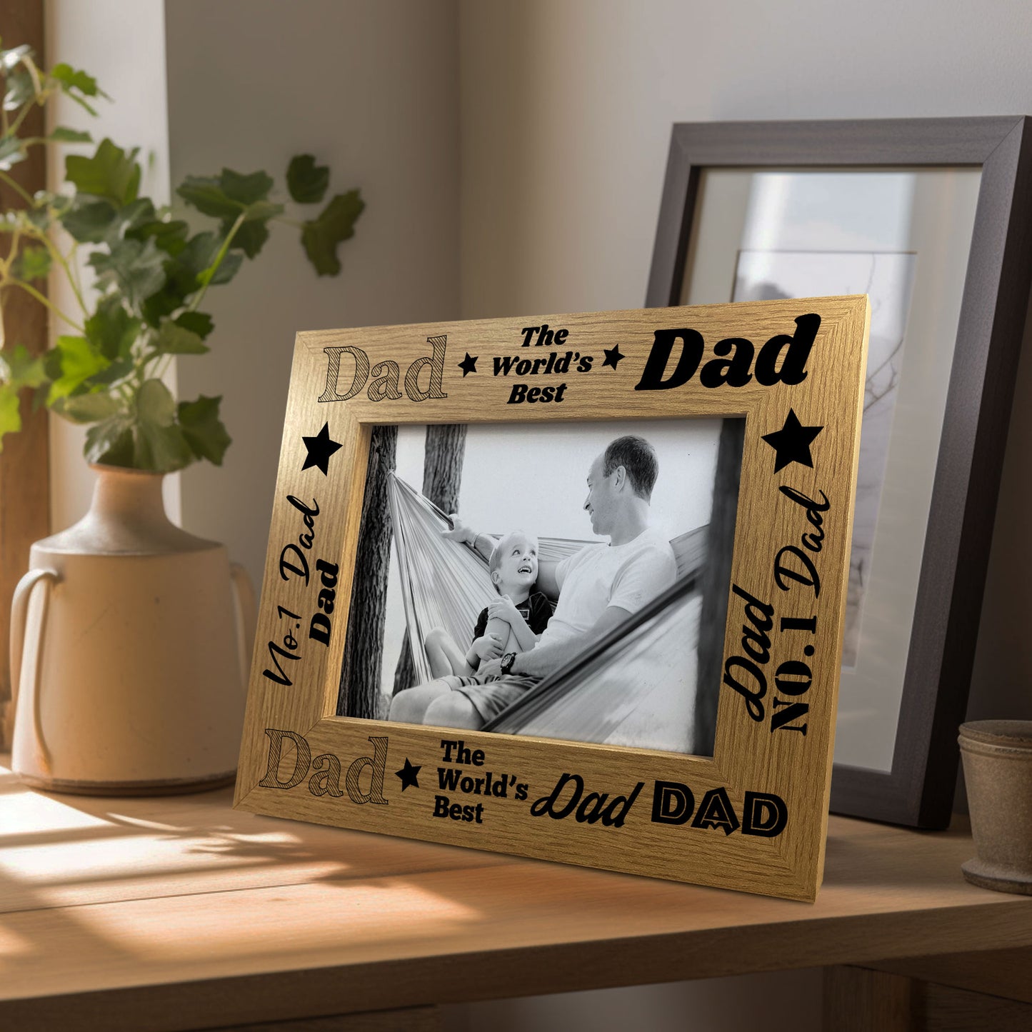 DAD PHOTO FRAME Wood Fathers Day Birthday Gifts For Dad