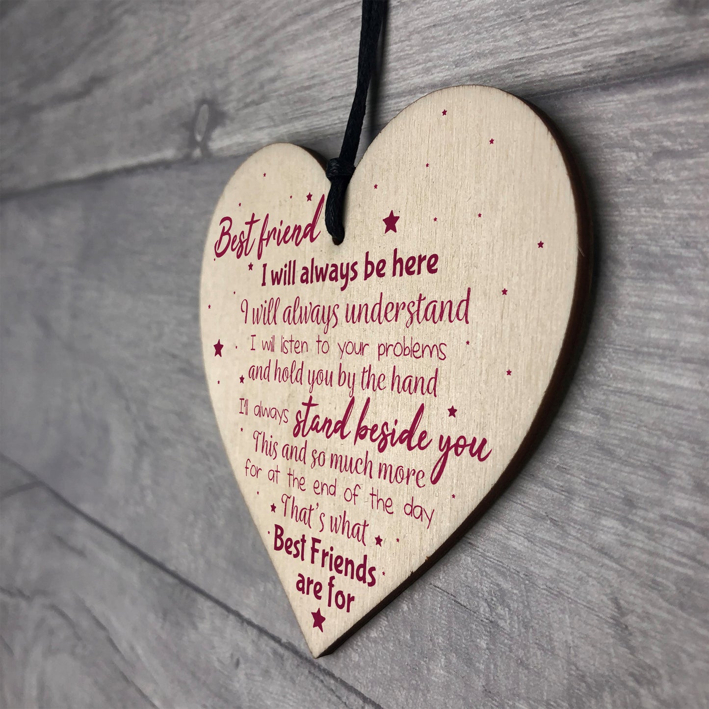 Best Friend Gift Friendship Plaque Wood Heart Birthday Keepsake