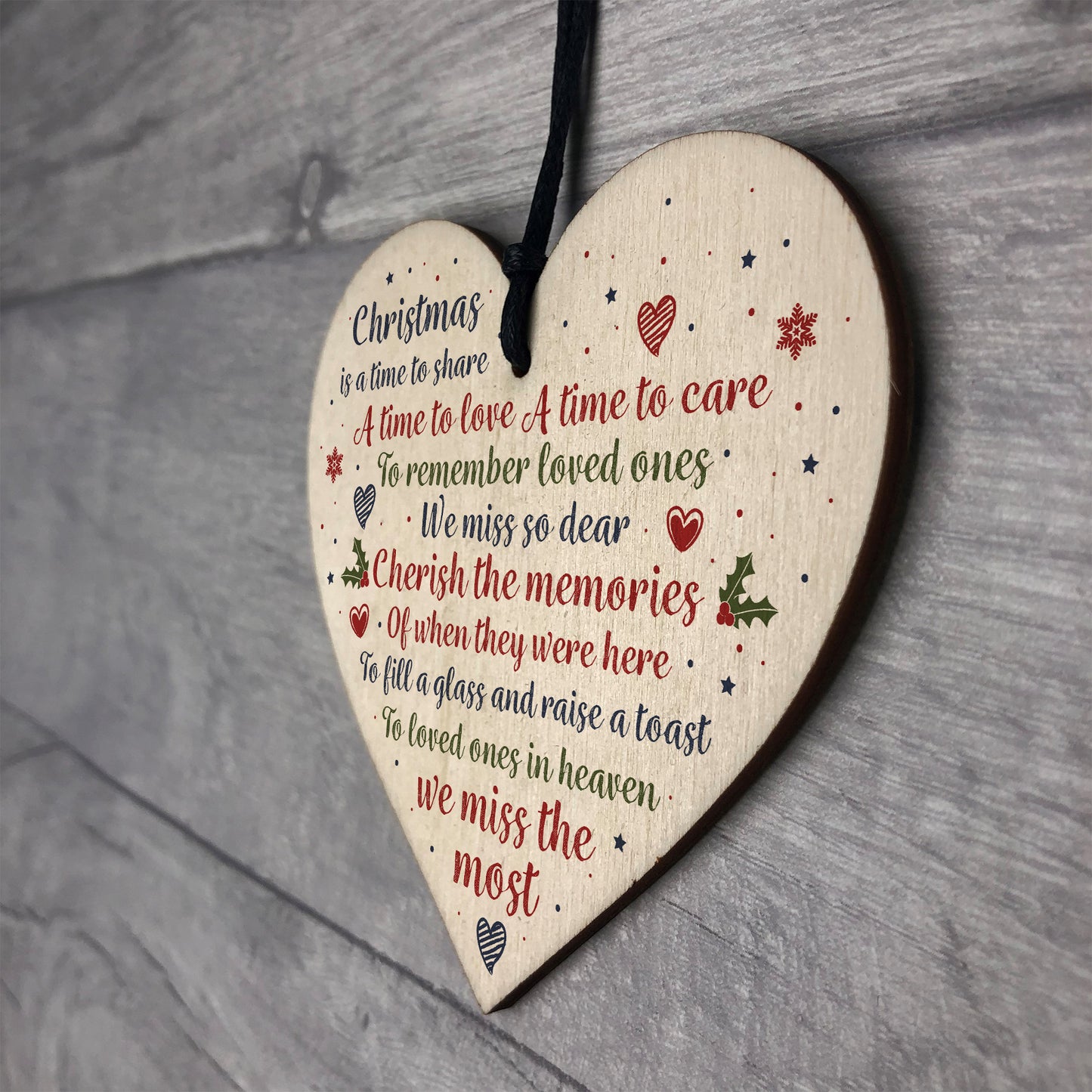 Christmas Tree Decoration Memorial Wooden Heart Plaque Gifts