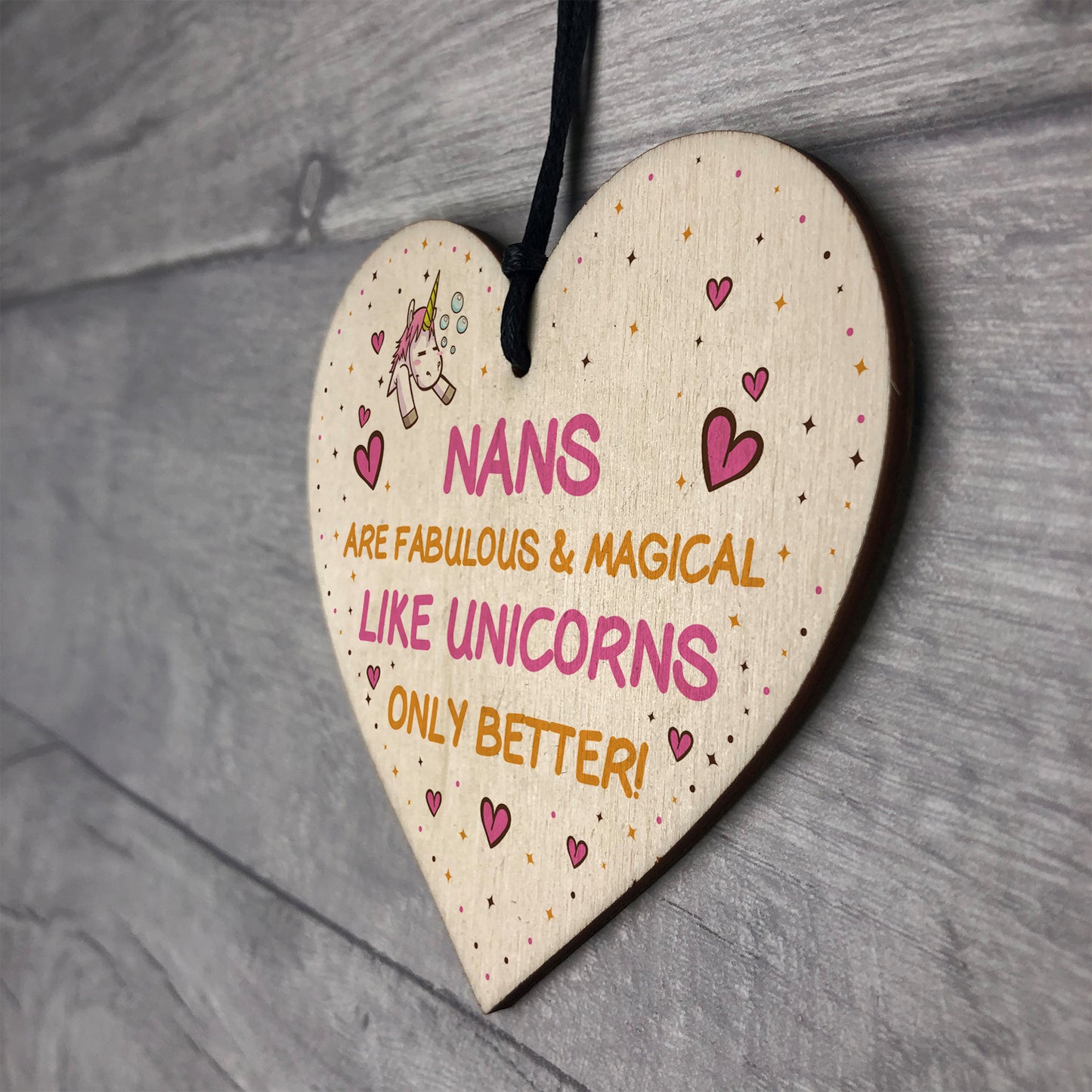 Nan Plaque Wood Heart Funny Nan Gift For Birthday Xmas Unicorn