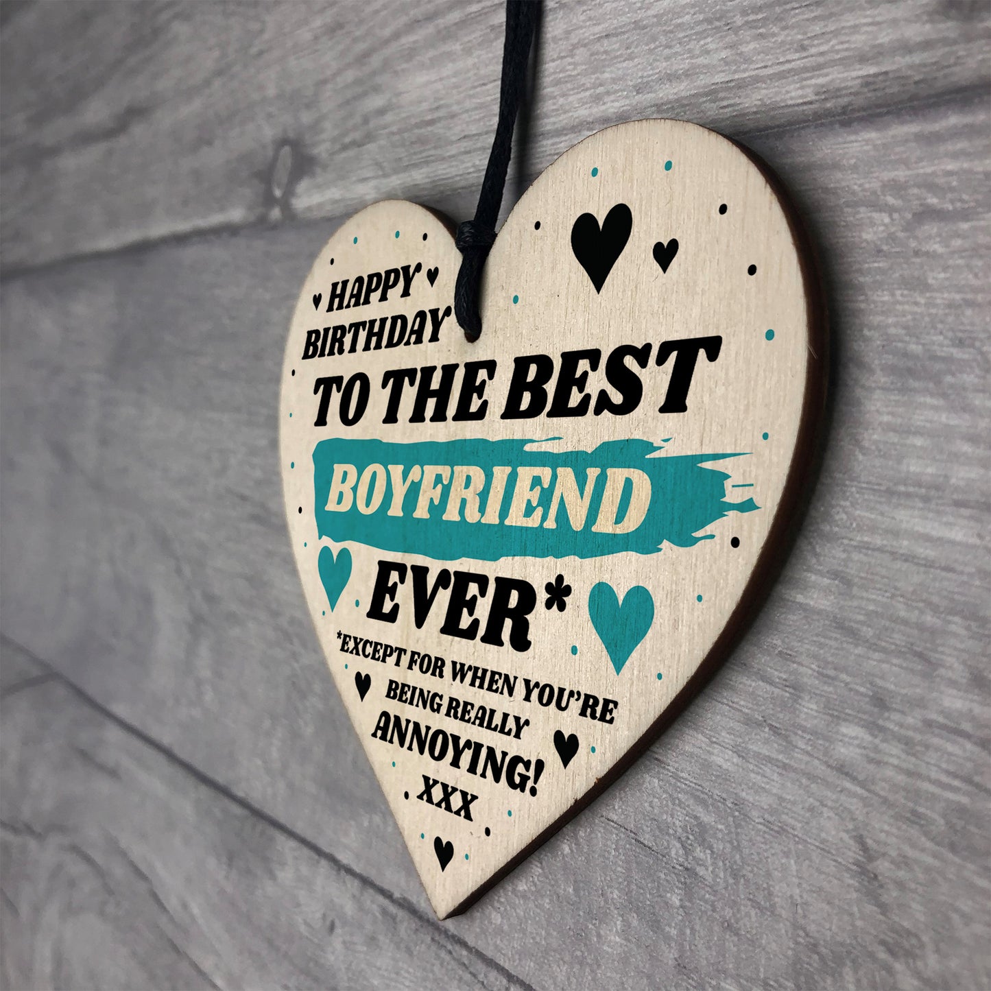 Funny Joke Gift For Boyfriend Birthday Wood Heart Best Boyfriend