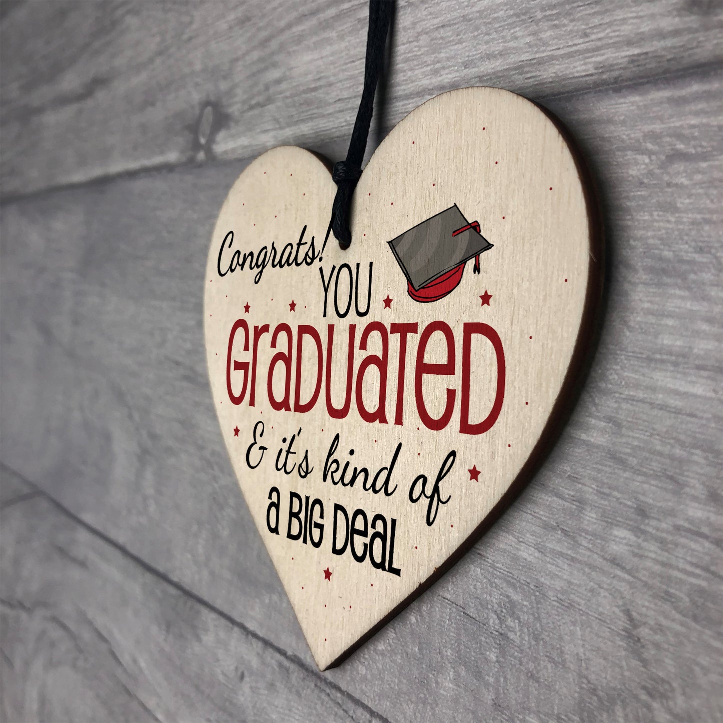 Big Deal Graduation Wooden Heart Keepsake Gift Congratulations