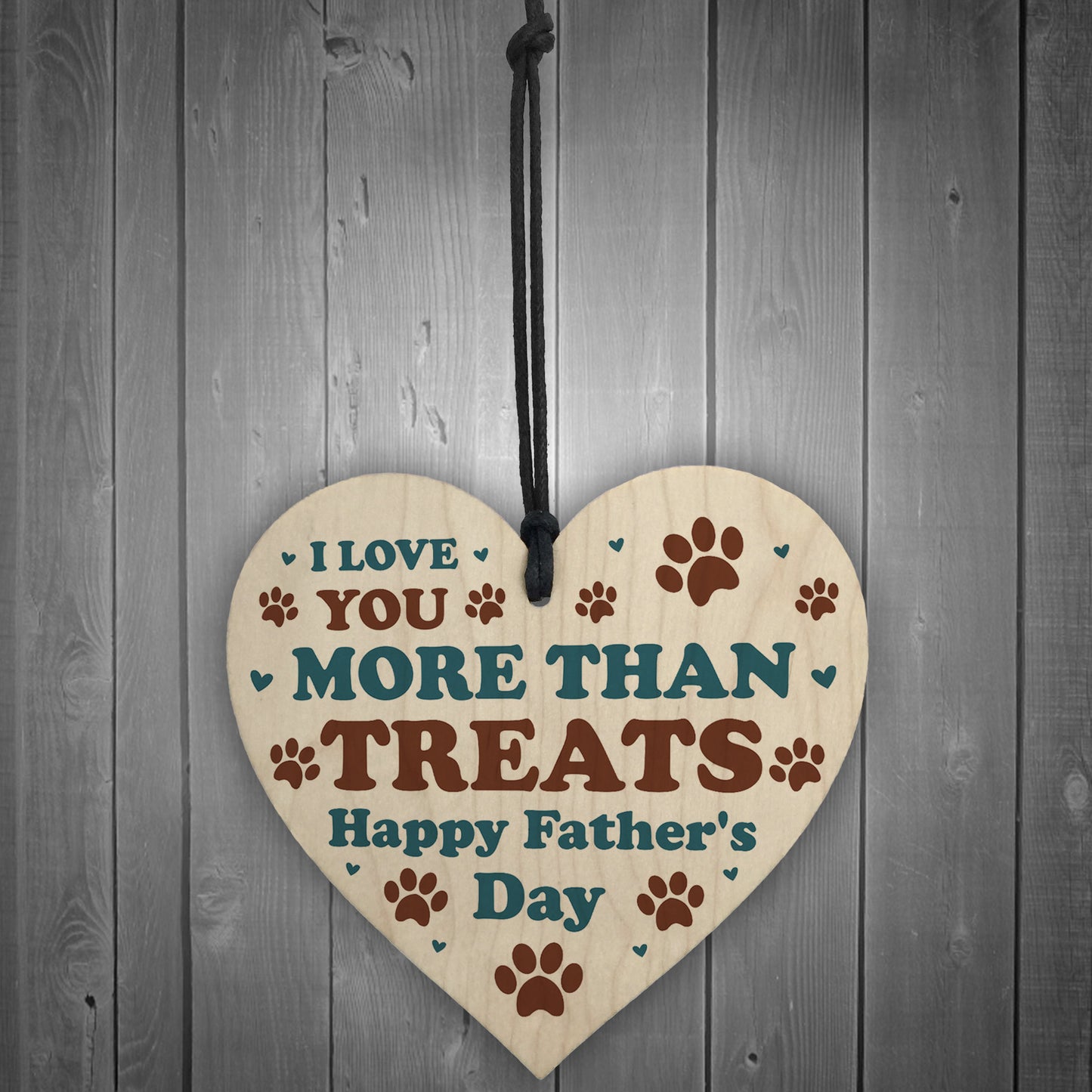 Fathers Day Gift From The Dog Funny Card And Wooden Heart