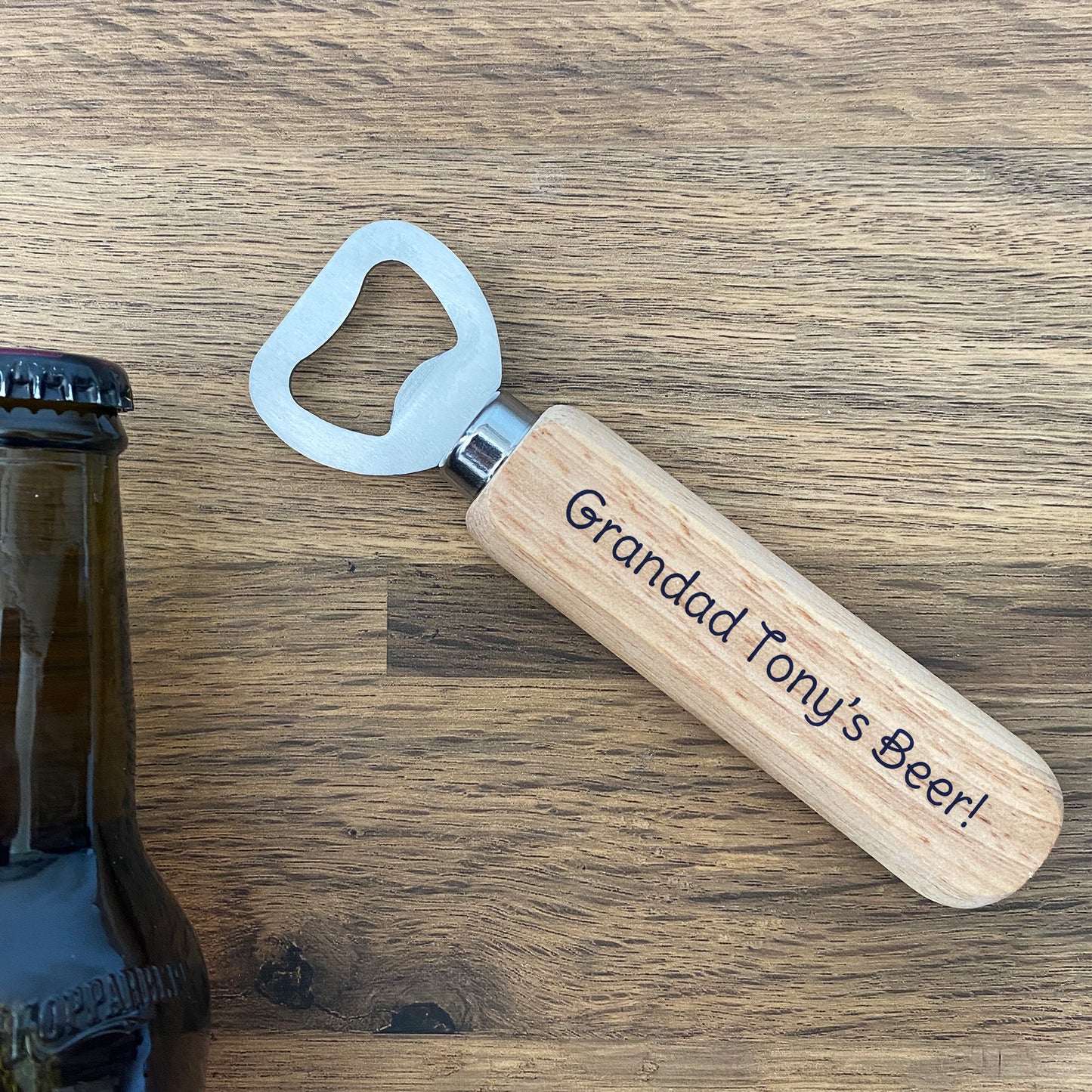 Grandads Beer Personalised Wood Bottle Opener Grandad Birthday