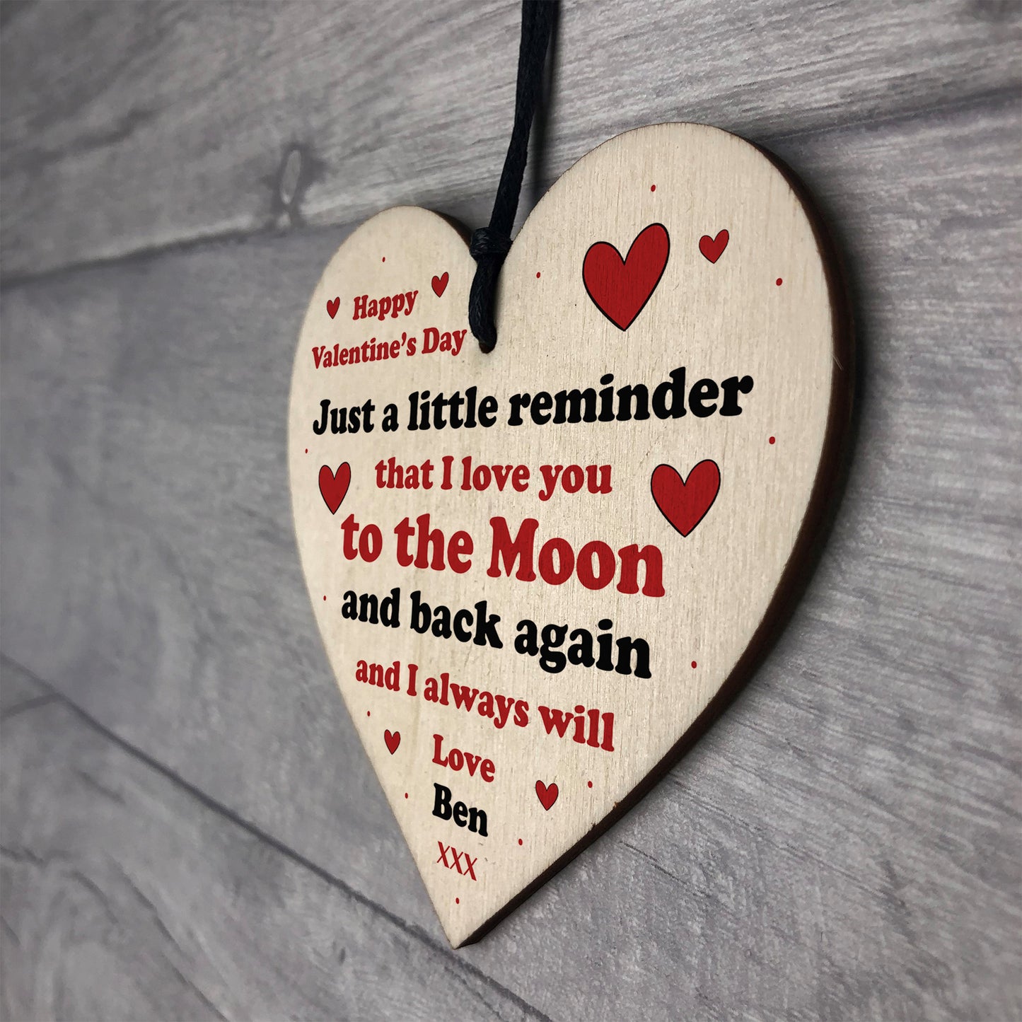 Personalised Valentines Day Gift For Girlfriend Wife Wood Heart