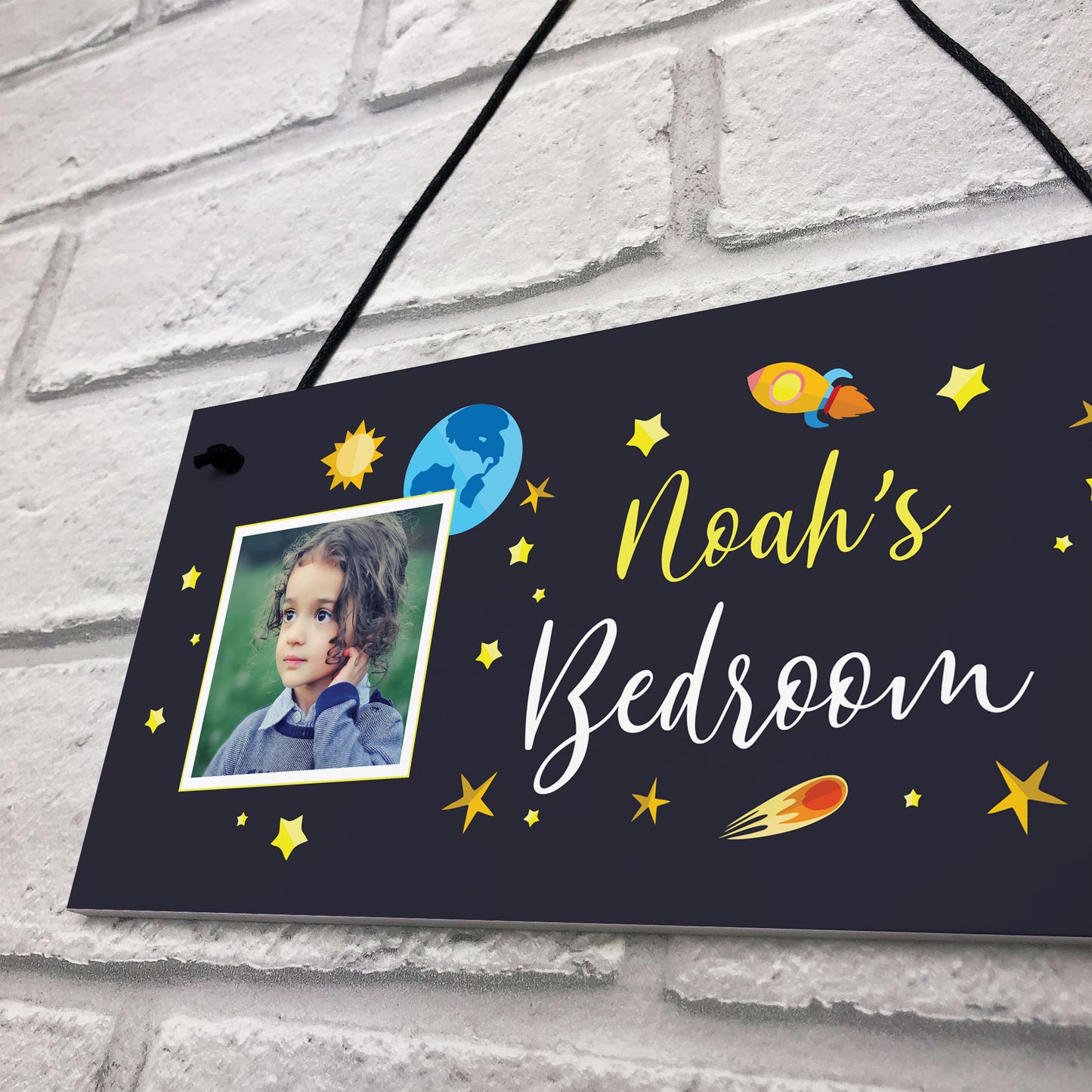 Personalised Space Themed Bedroom Sign For Boys Bedroom Son Gift