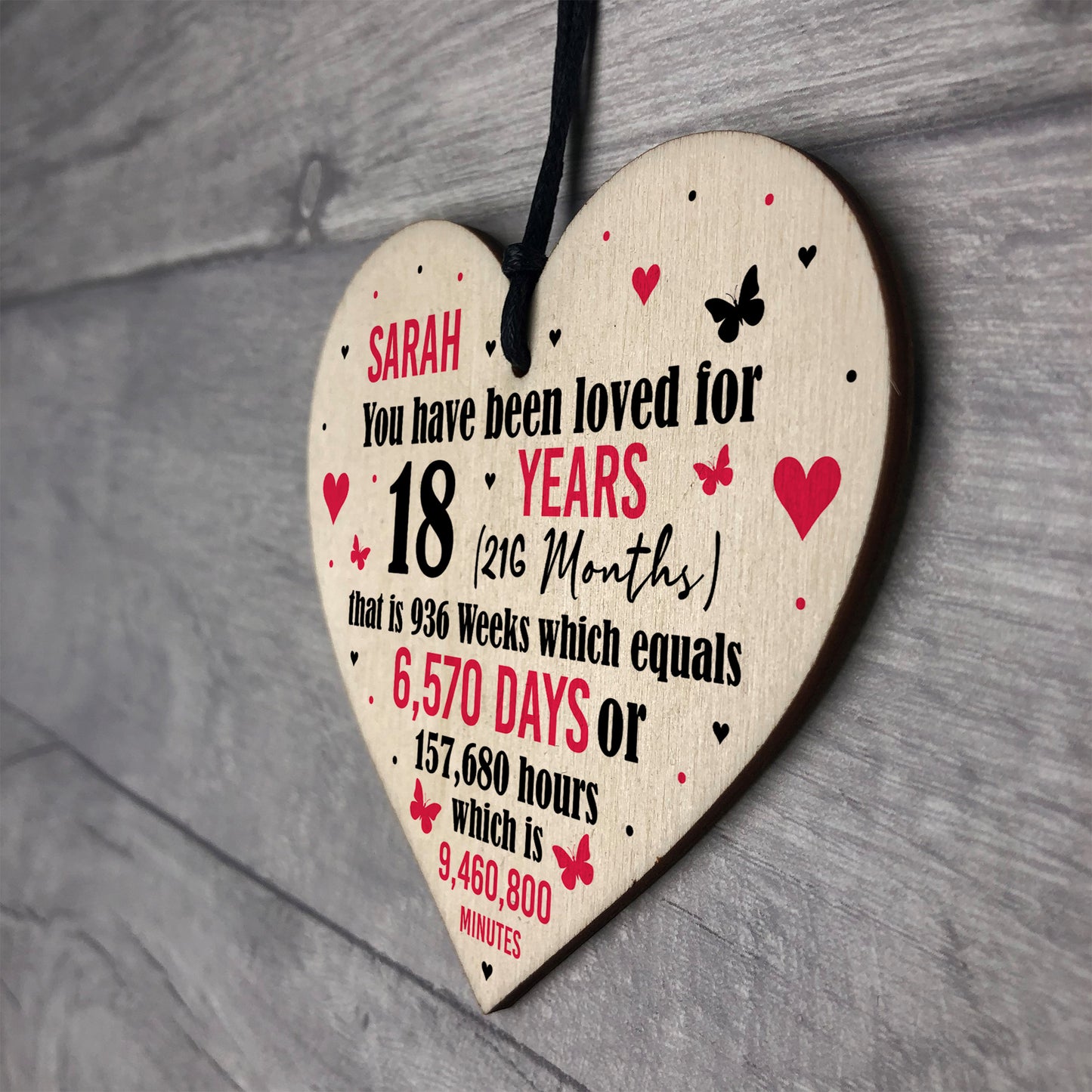 Personalised 18th Birthday Gift Wooden Heart Keepsake Funny Gift