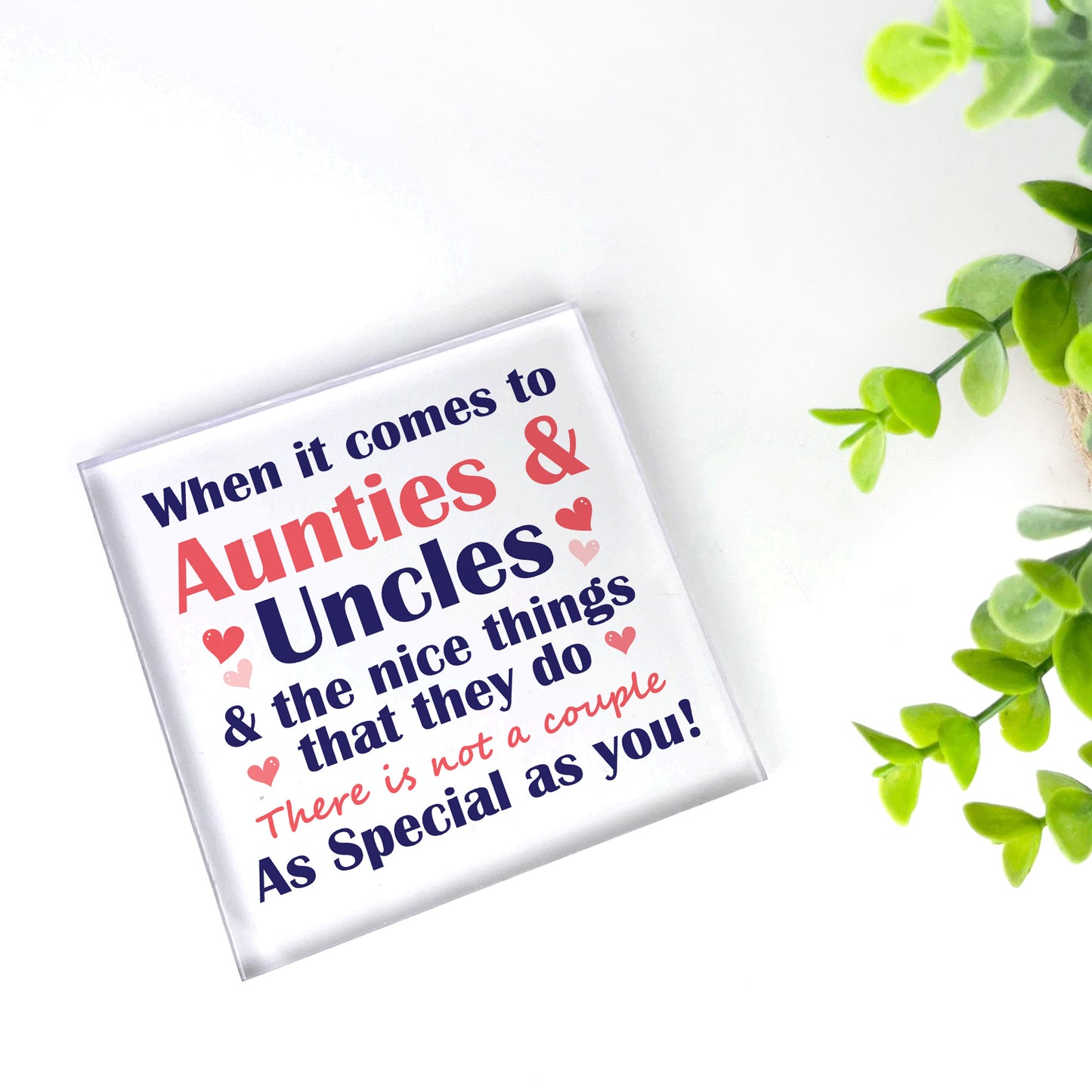Auntie And Uncle Plaque Acrylic Block Gift For Auntie Uncle
