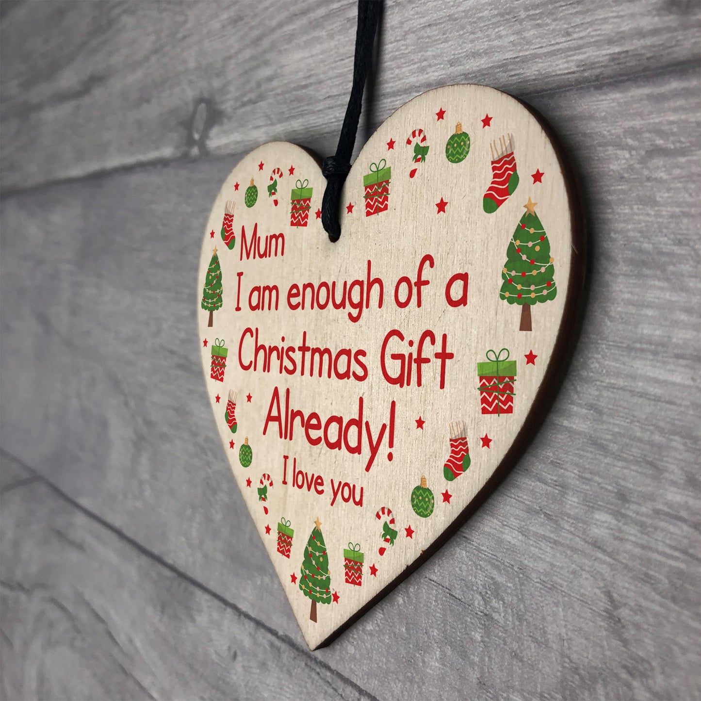 Funny Mum Christmas Gift From Daughter Son Novelty Wood Heart