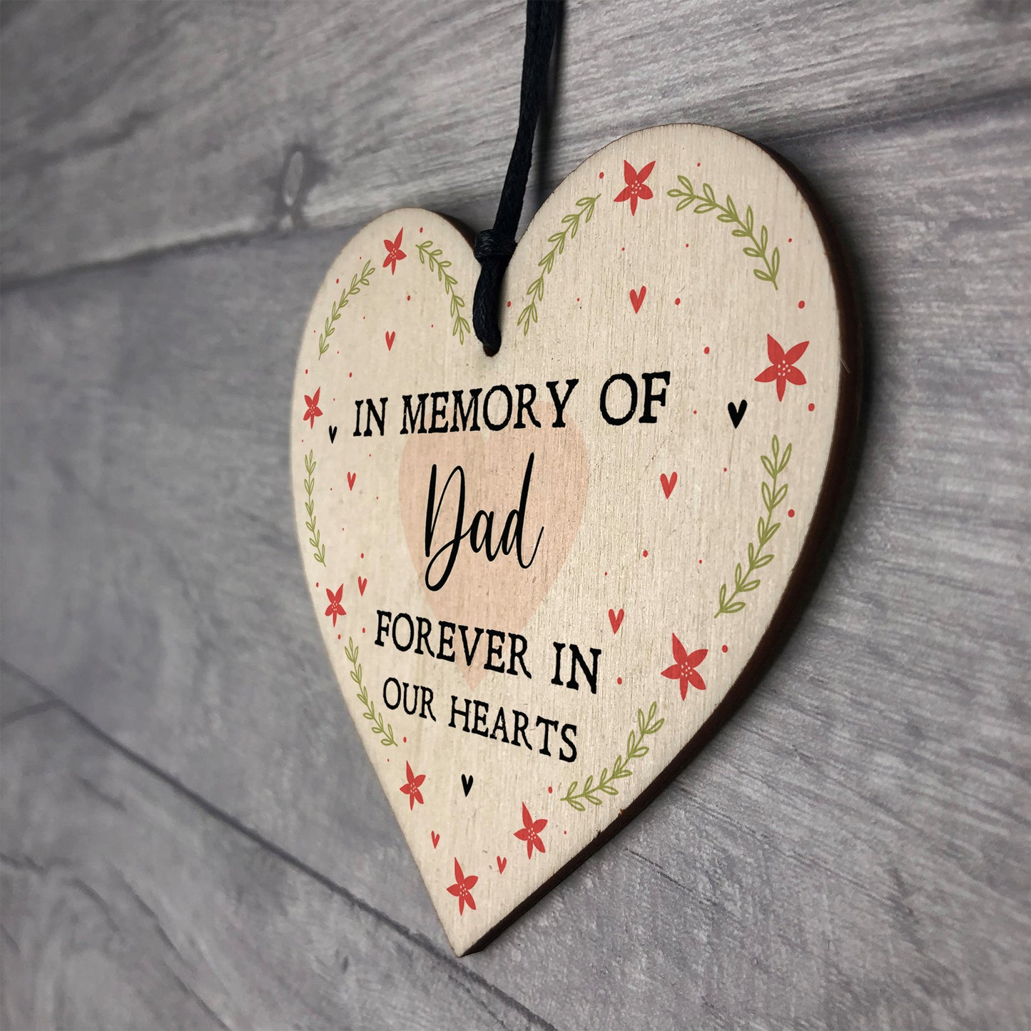 Memorial Plaque Personalised Gift For Mum Dad Wood Heart Xmas