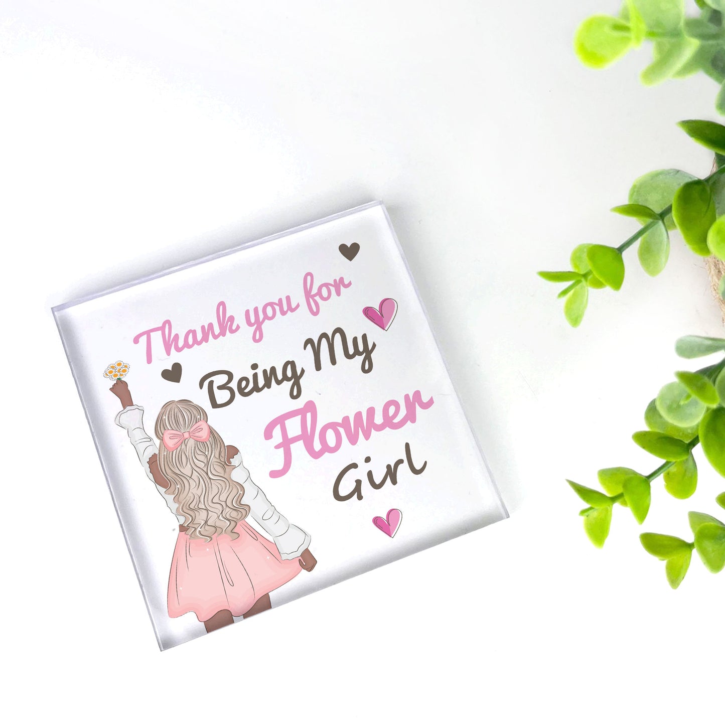 Thank You For Being My Flower Girl Gift Acrylic Block Wedding