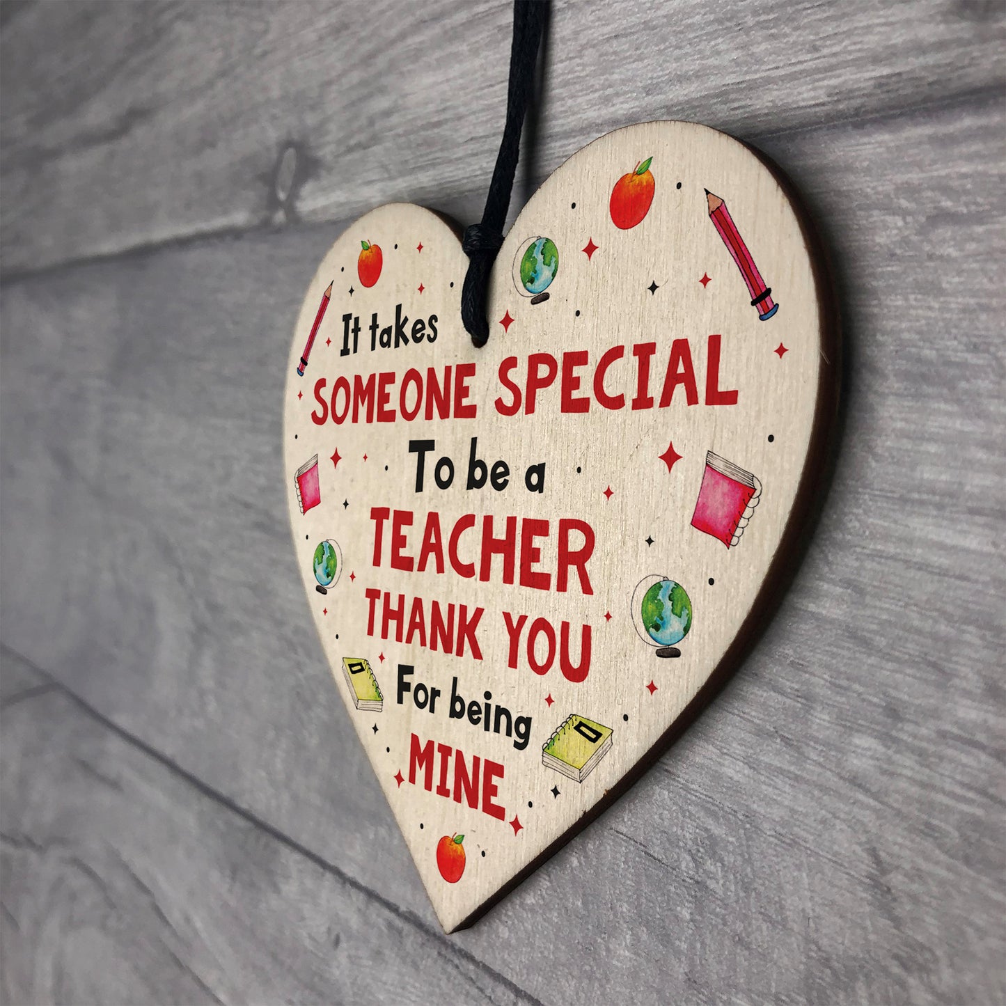 Handmade Thankyou Teacher Gift Wood Heart Leaving School Nursery