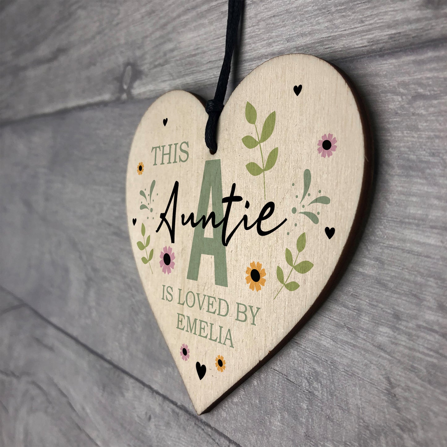 Personalised Mothers Day Birthday Gift For Auntie Wood Heart