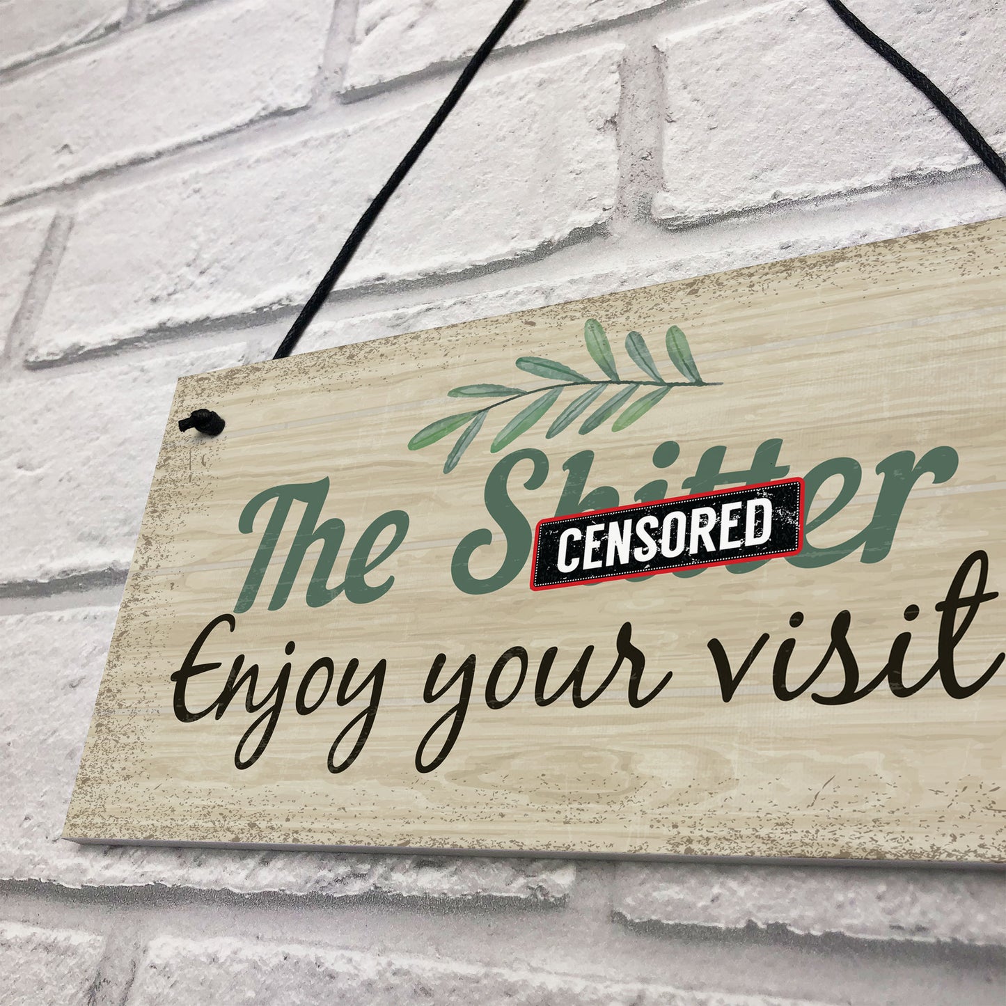 Shabby Chic Welcome Bathroom Sign Funny Hanging Wall Door Plaque