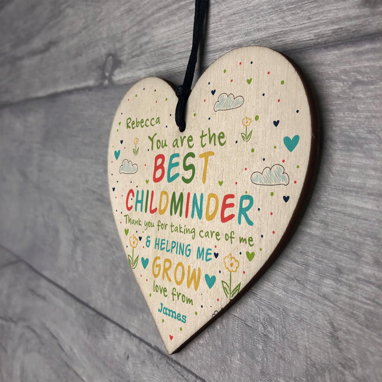 Personalised Childminder Teacher Gift Wood Heart Pre School