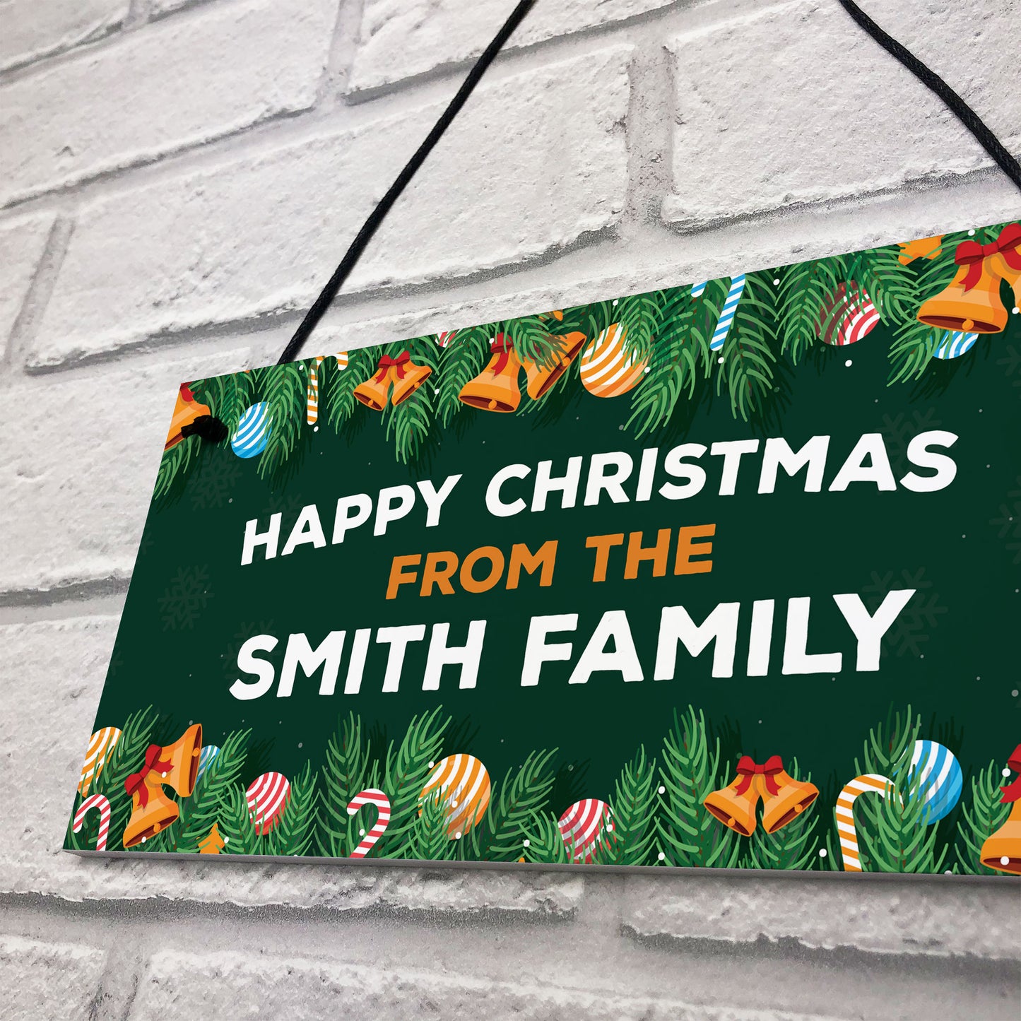 Happy Christmas Sign Personalised Family Plaque Christmas Sign