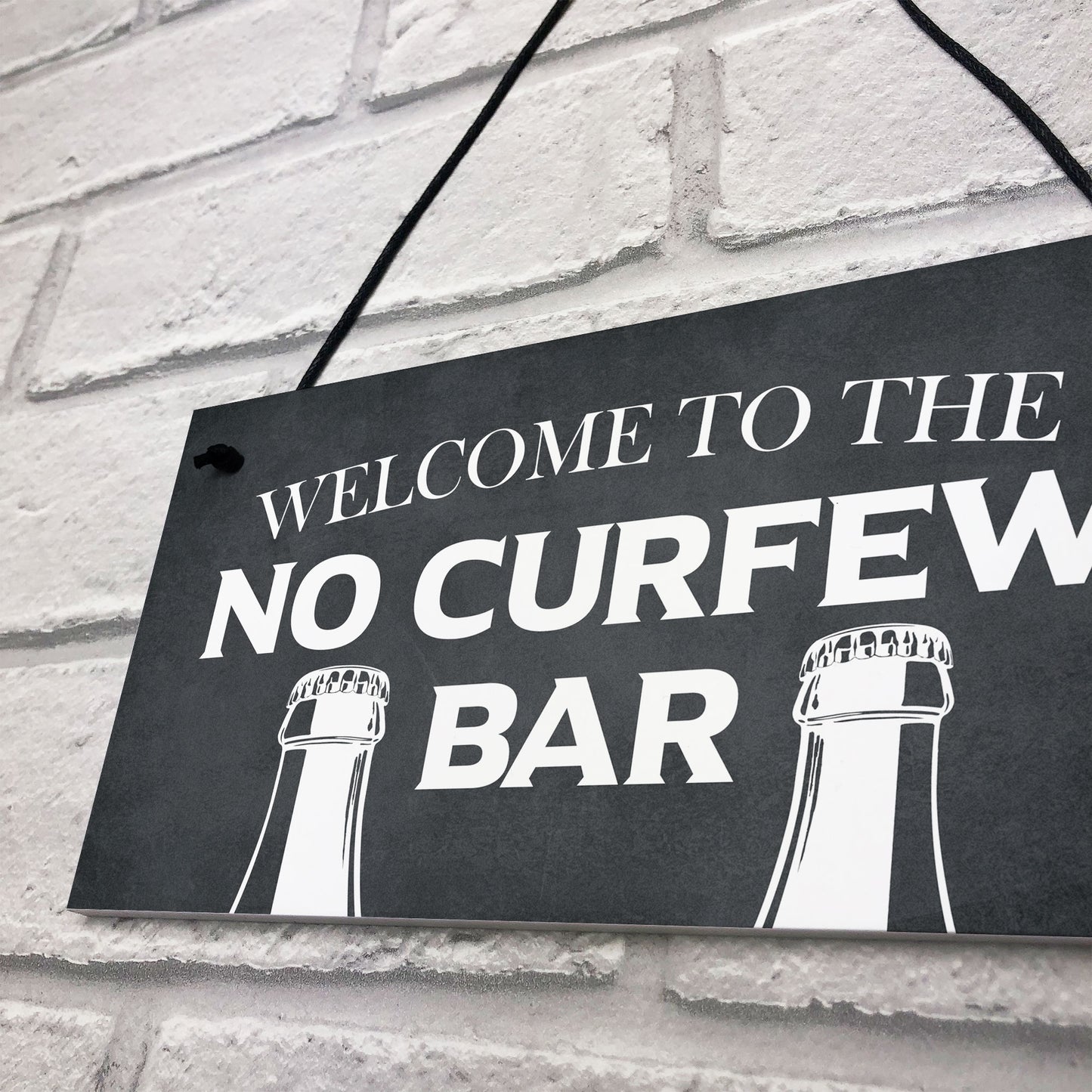 Home Bar Sign NO CURFEW BAR Funny Man Cave Bar Pub Sign