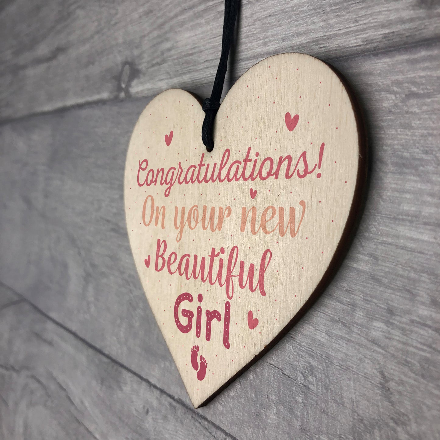 Newborn Baby Girl Gift Present Christening Keepsake Wood Heart