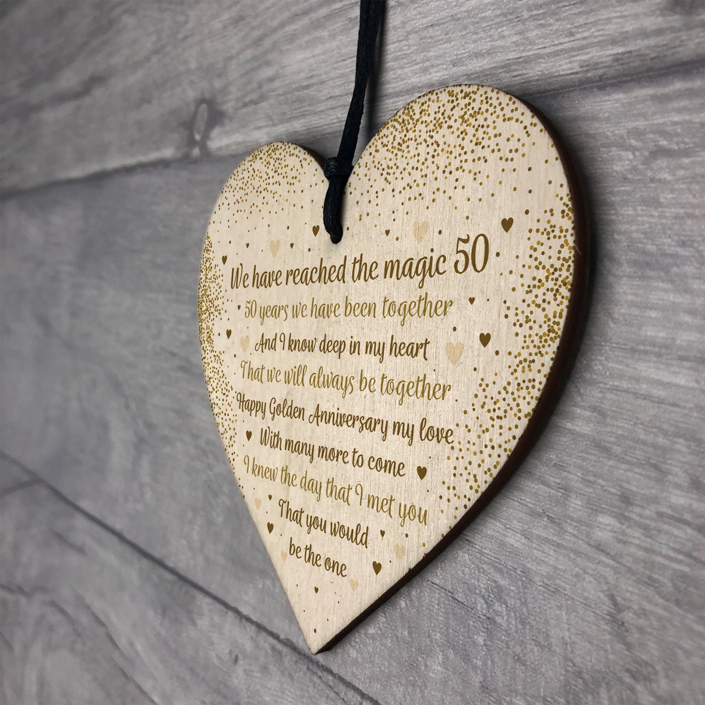 50th Wedding Anniversary Gift For Husband Wife Wood Heart