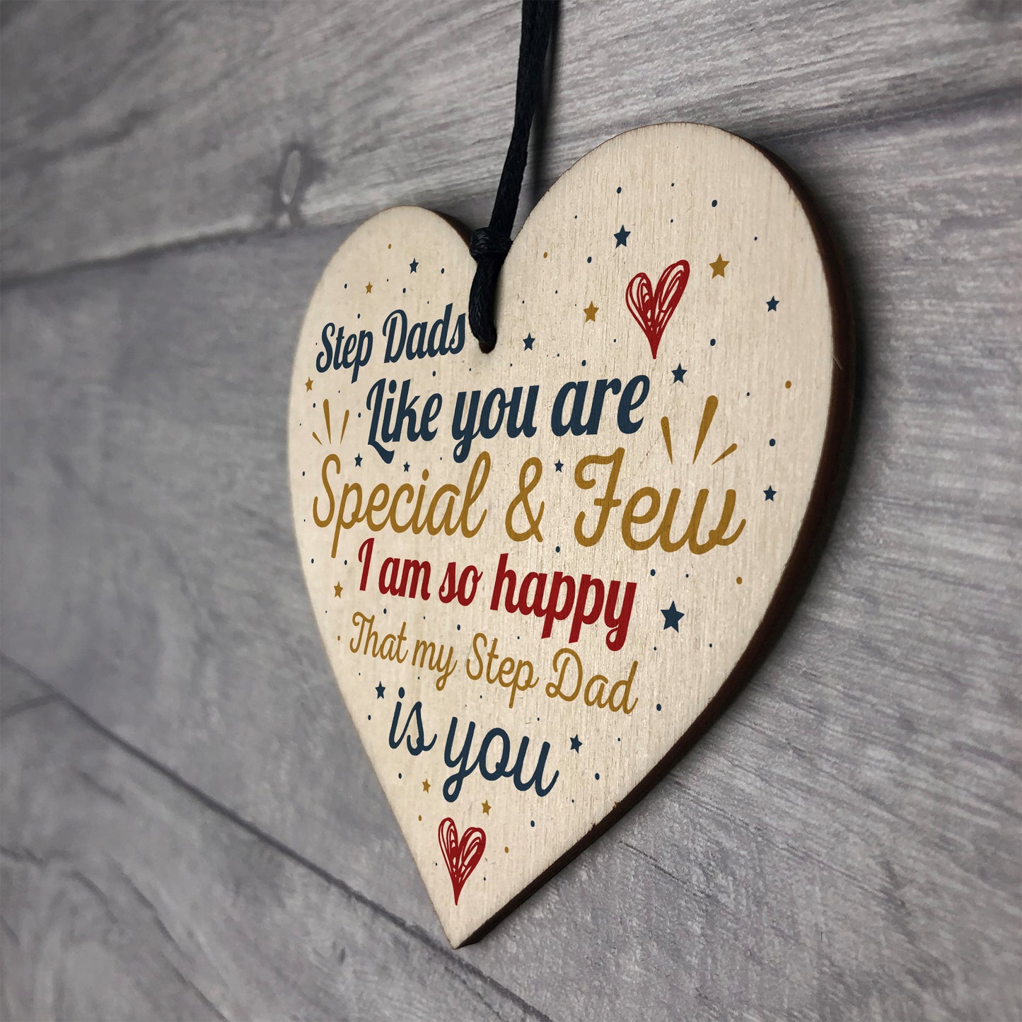 Step Dad Father Gift Christmas Birthday Gift Wood Heart Plaque