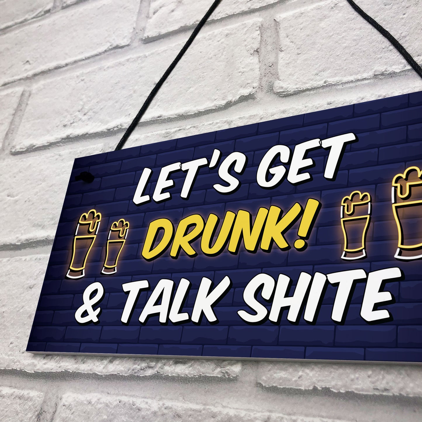 Funny Lets Get Drunk Hanging Home Bar Sign Alcohol Gift Beer