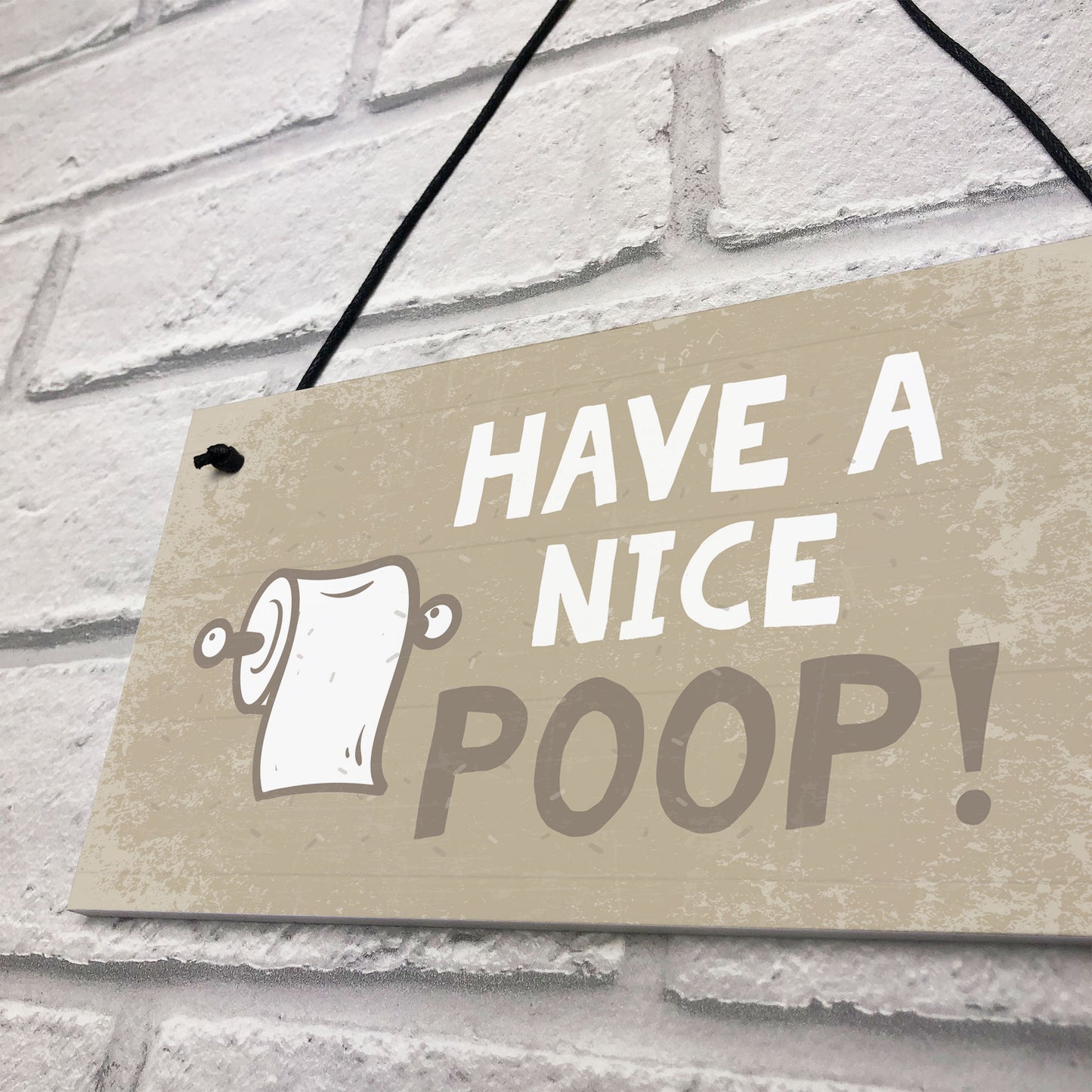 Beige Bathroom Toilet Novelty Plaque Home Decor Sign Funny