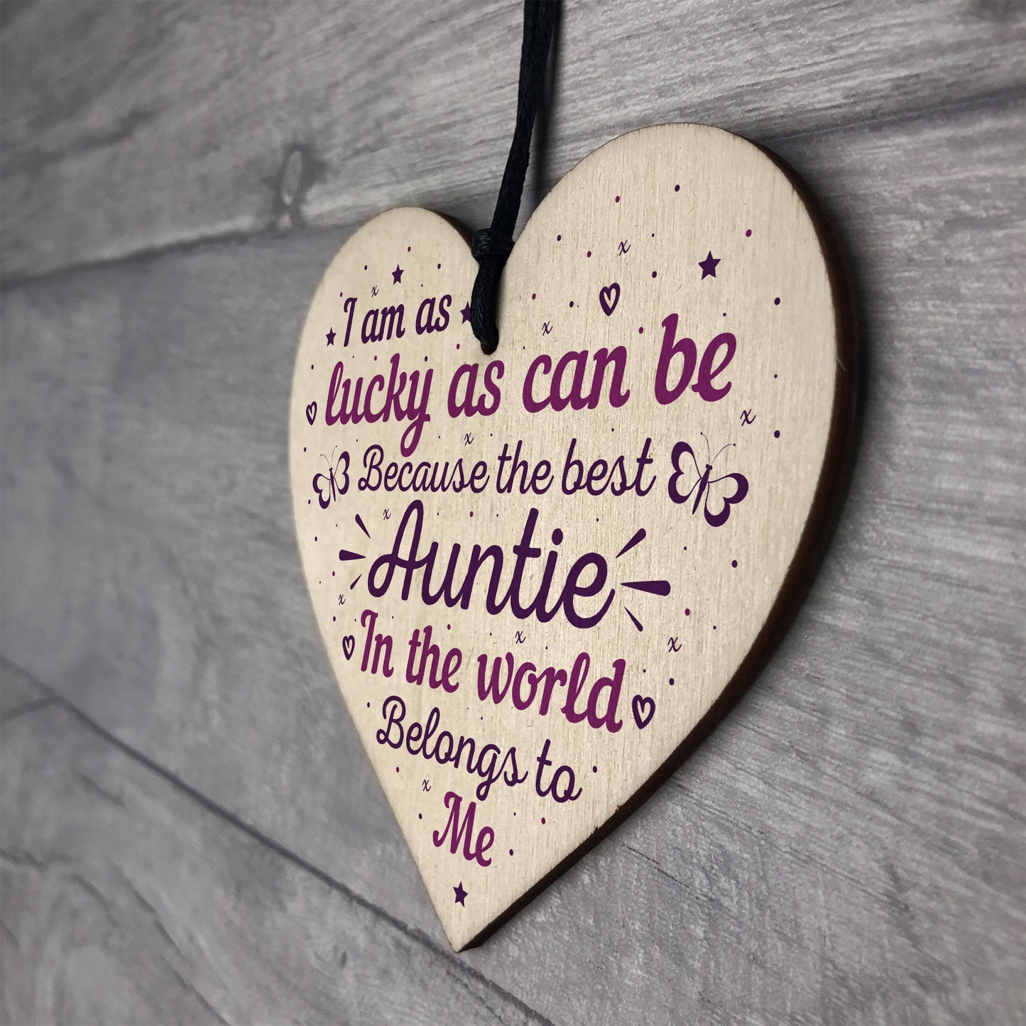Keepsake Wooden Heart Plaque Birthday Thank You Gifts for Auntie