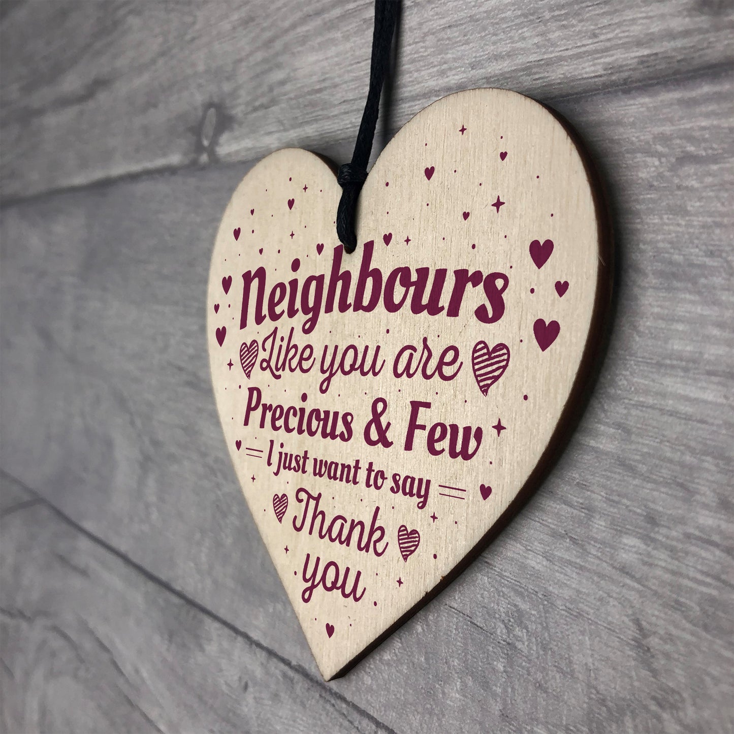 Neighbour Friendship Gift Handmade Wooden Heart Plaque Sign
