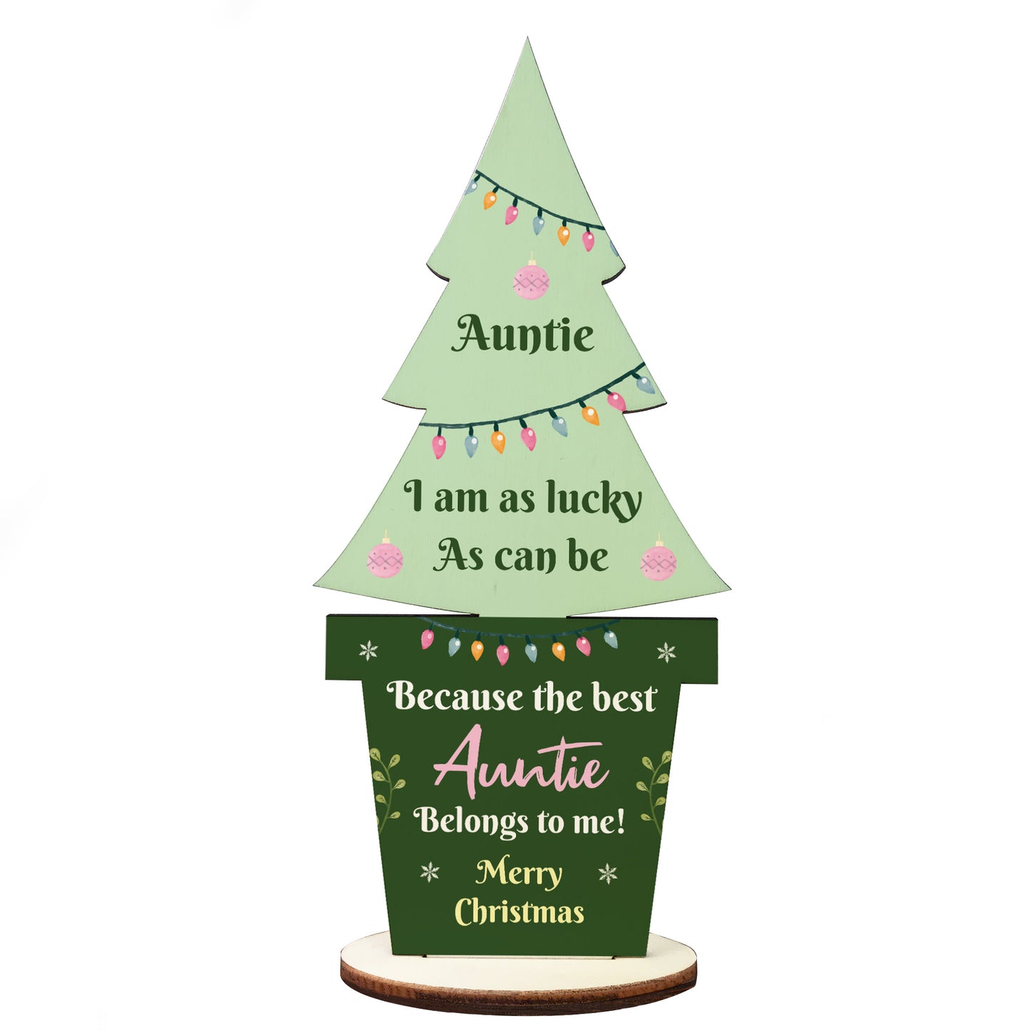 Christmas Gift For Auntie Wooden Christmas Tree Thank You Auntie